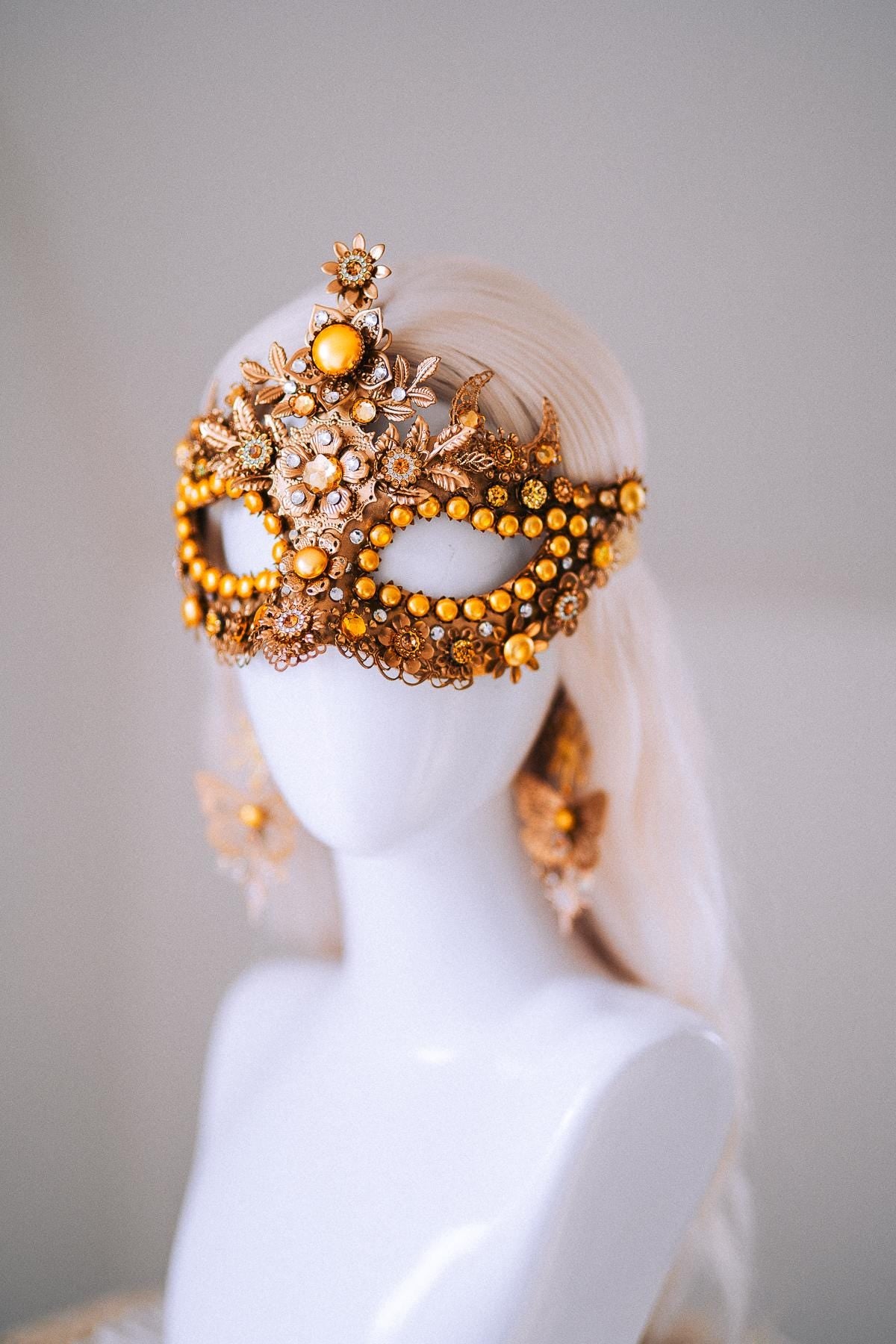 Sun Goddess Halo Crown Gold Floral Sunburst Festival Headpiece