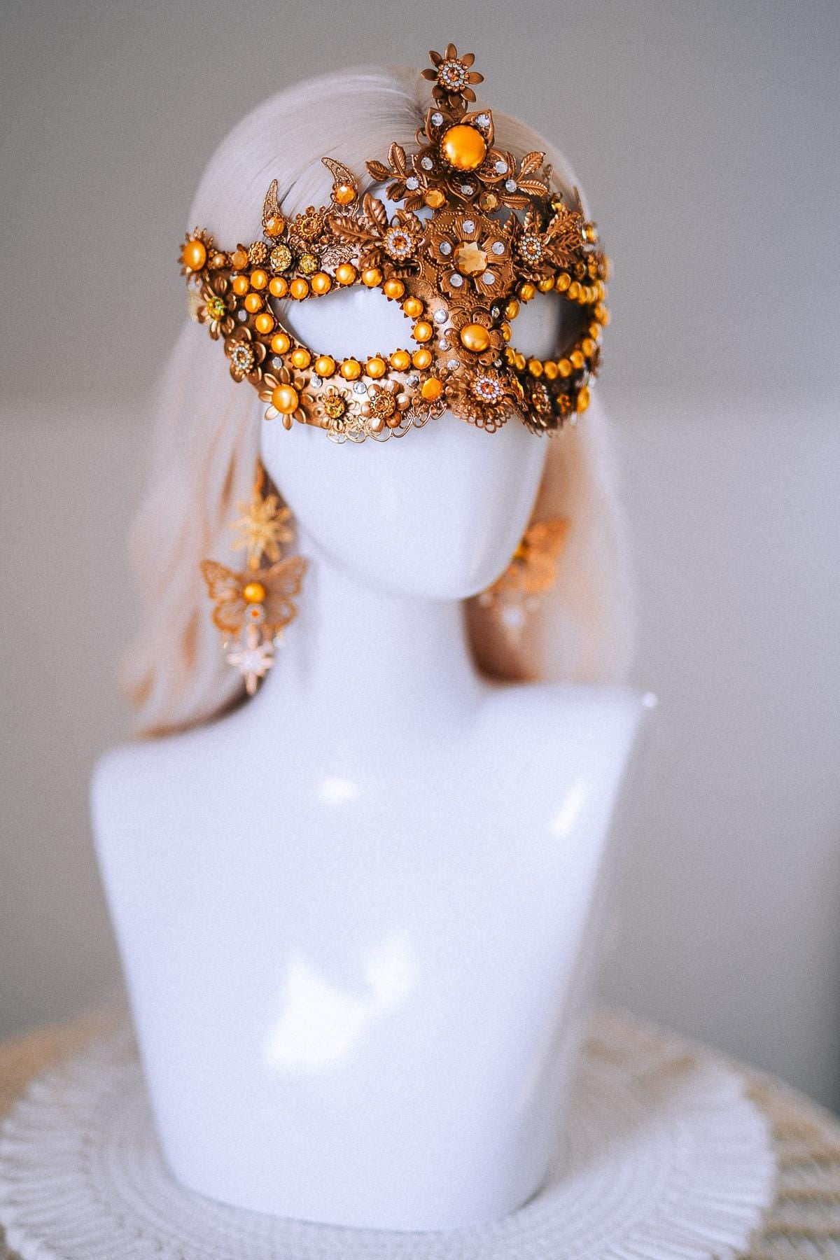 Sun Goddess Halo Crown Gold Floral Sunburst Festival Headpiece