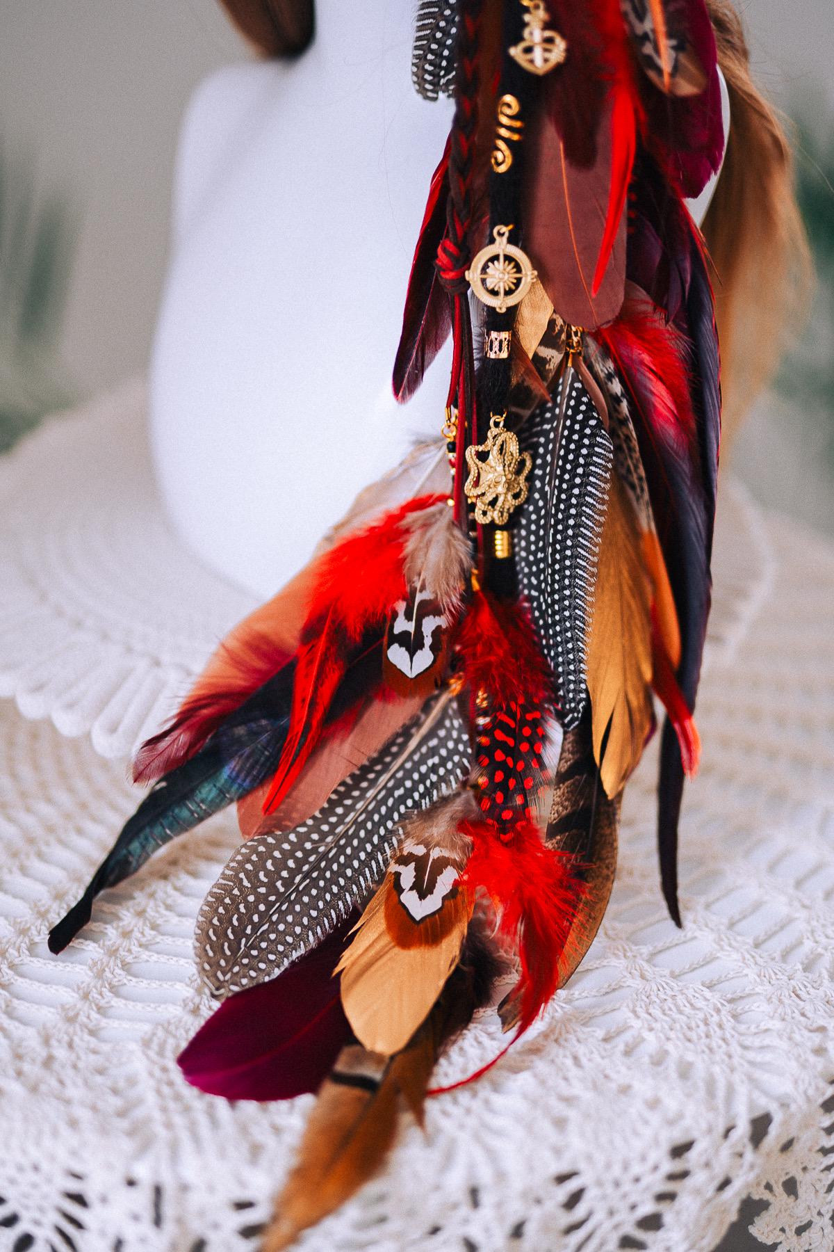 Pirate Feather Hair Clip Burgundy Nautical Costume Accessory