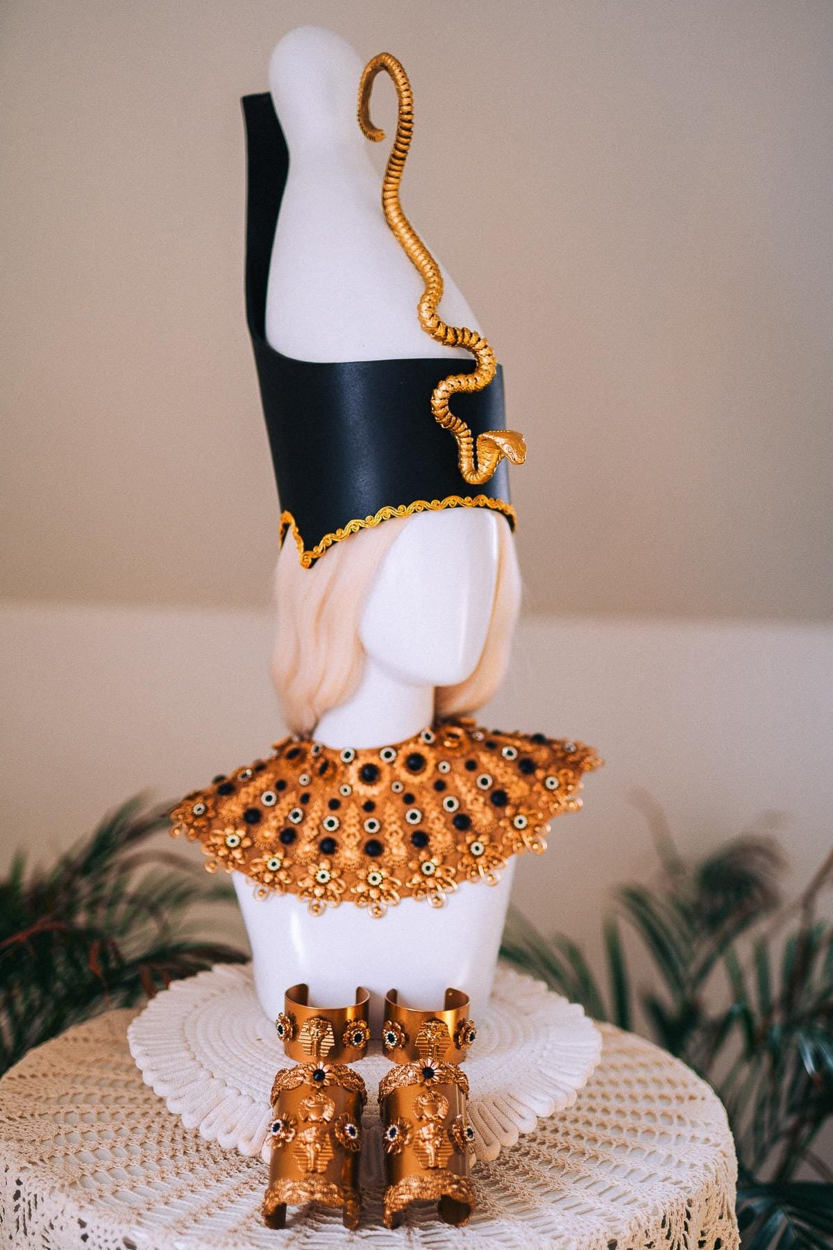 Pschent Double Crown Cleopatra Pharaoh Headpiece Upper Lower Egypt Costume Crown