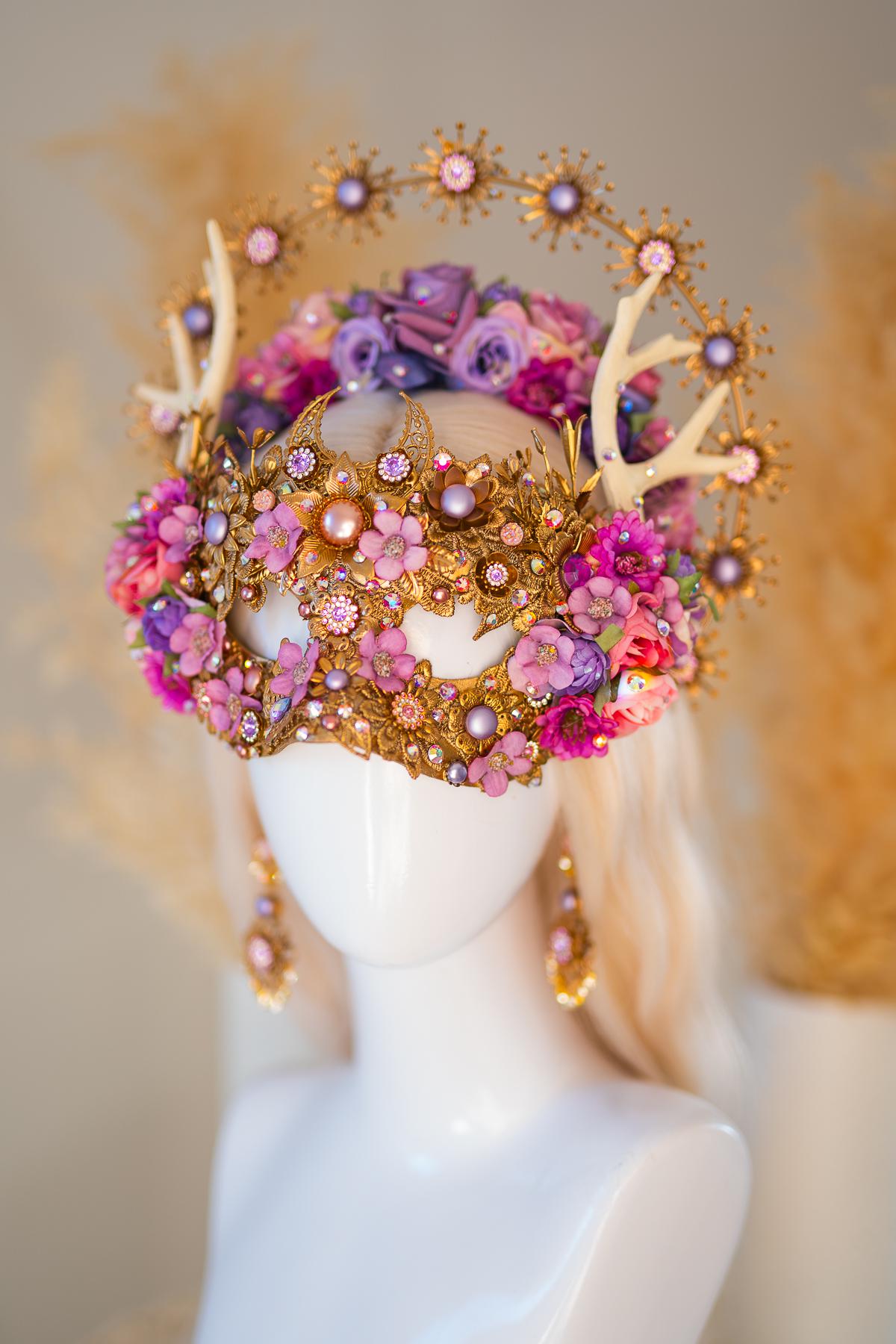 Aurora Blossom Antler Mask