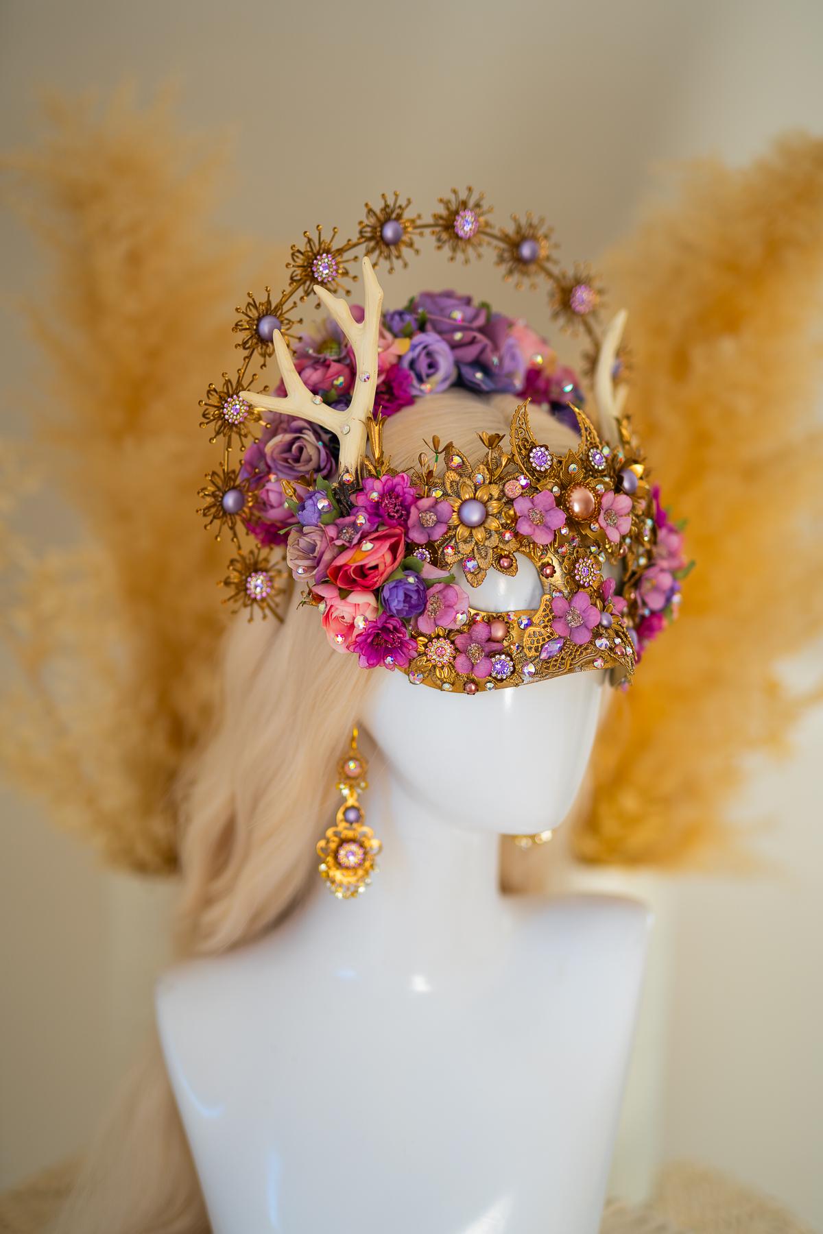 Aurora Blossom Antler Mask