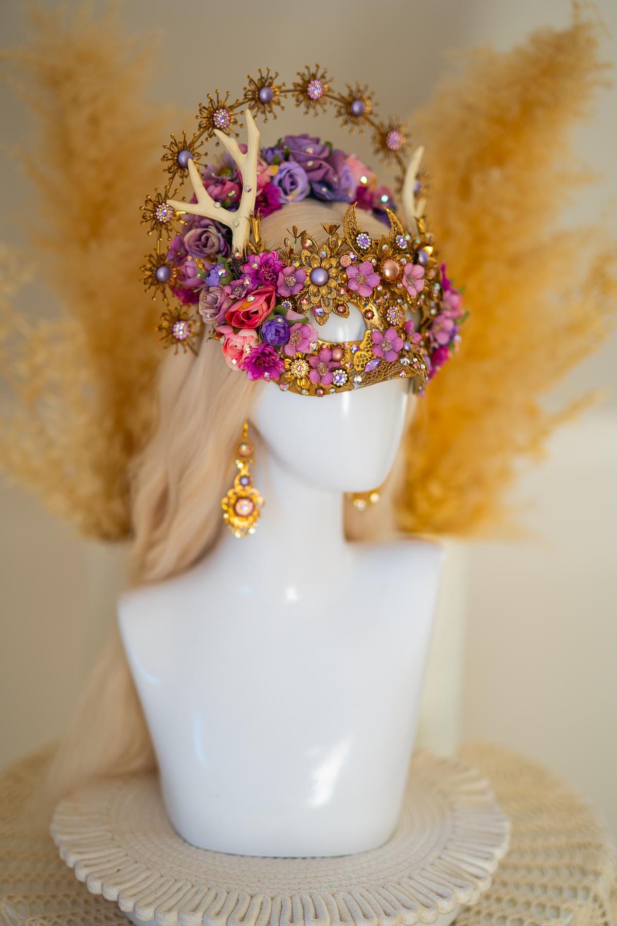 Aurora Blossom Antler Mask