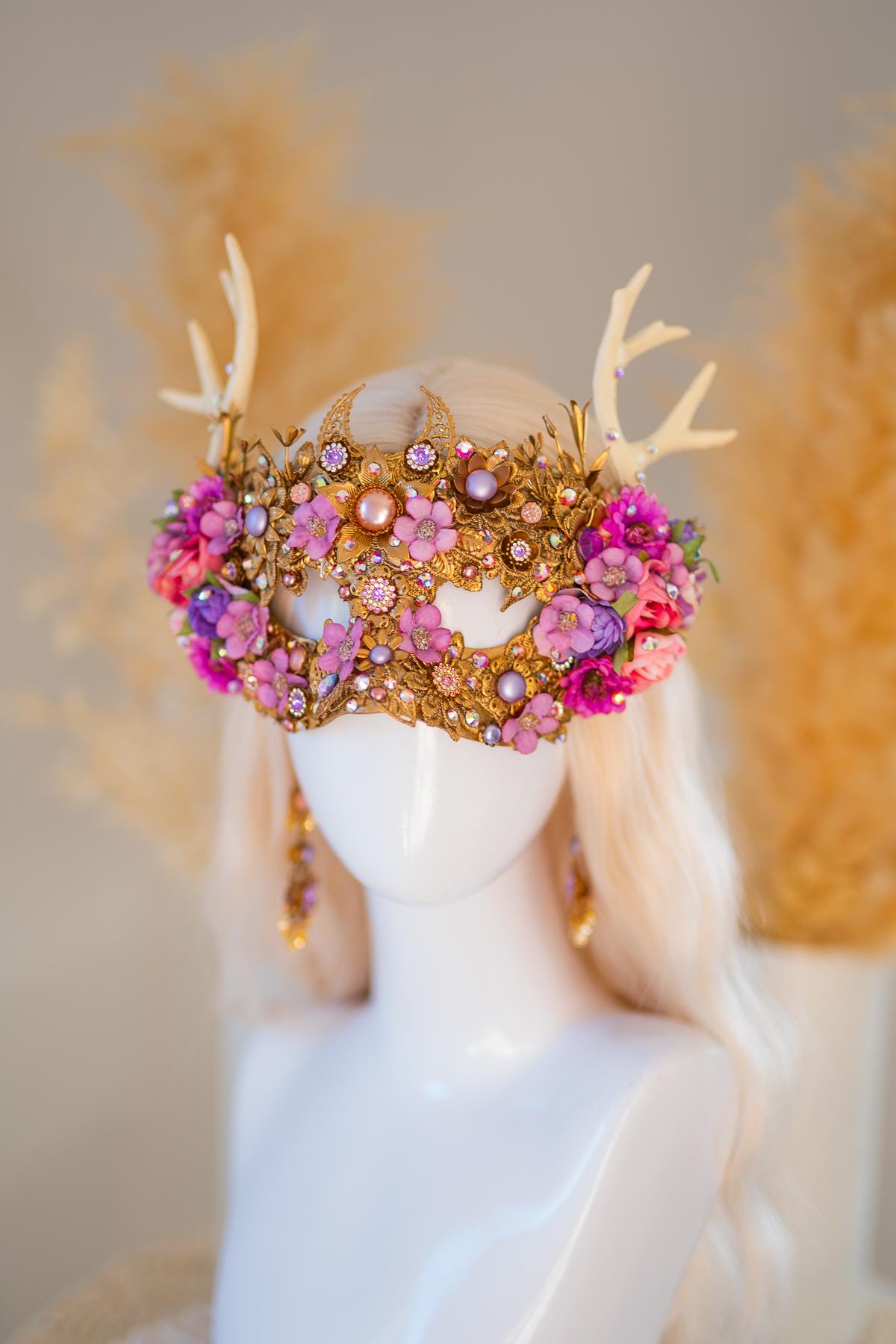 Aurora Blossom Antler Mask