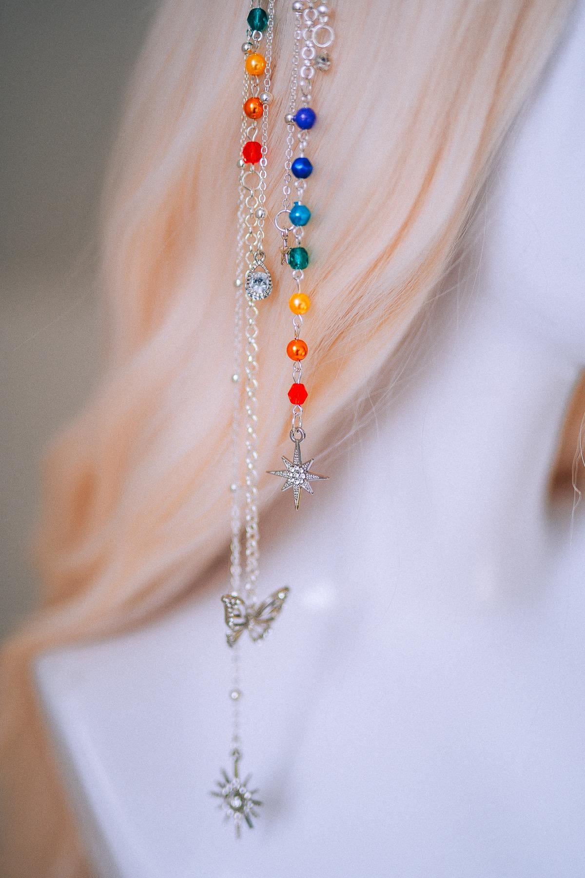 Chakra Rainbow Butterfly Hair Chain Headpiece