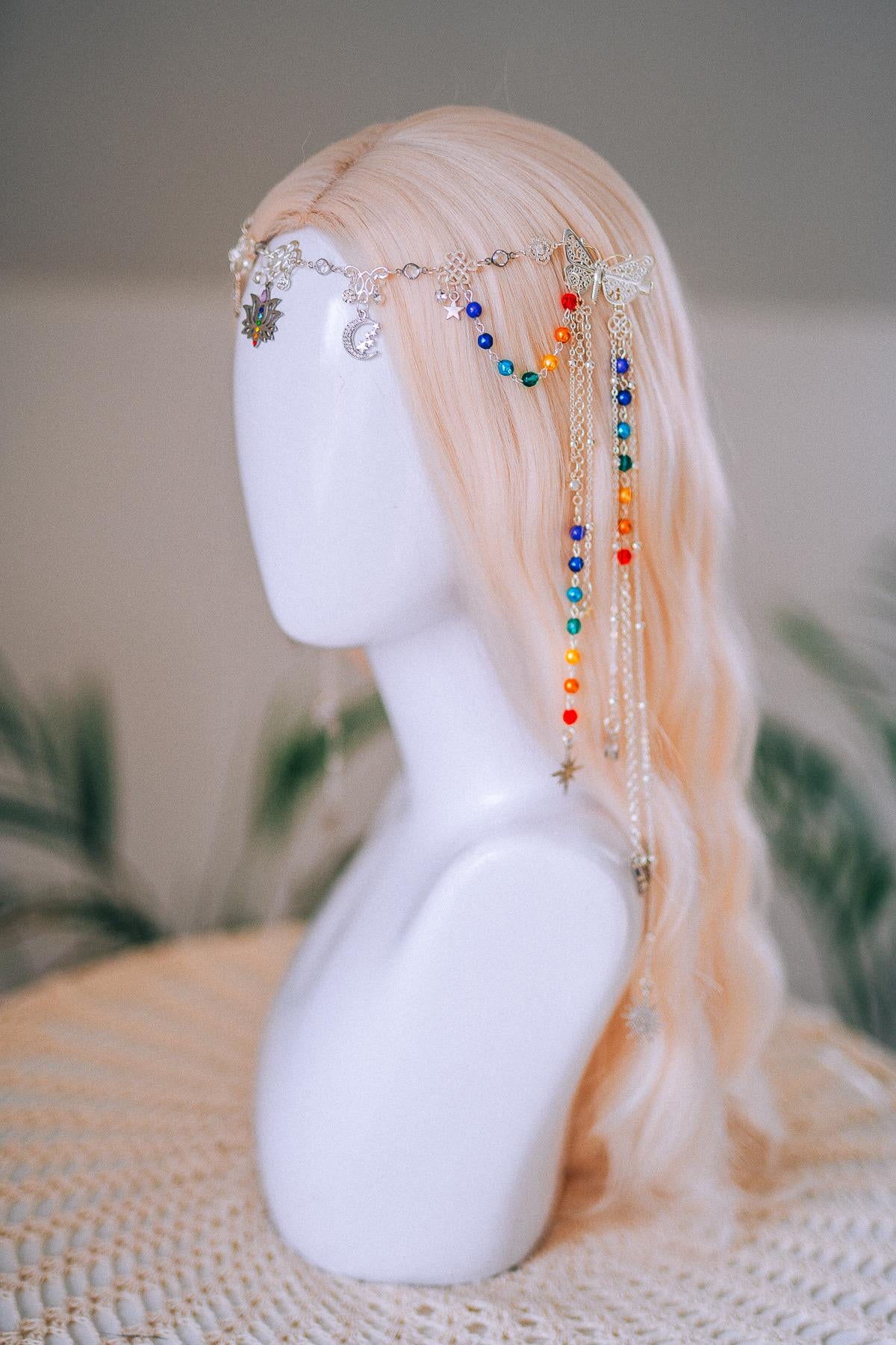 Chakra Rainbow Butterfly Hair Chain Headpiece
