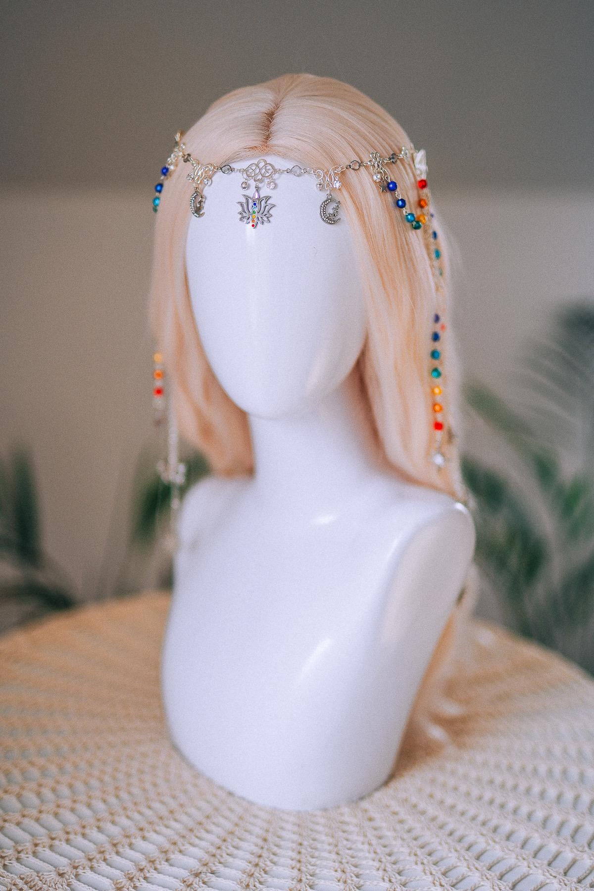Chakra Rainbow Butterfly Hair Chain Headpiece