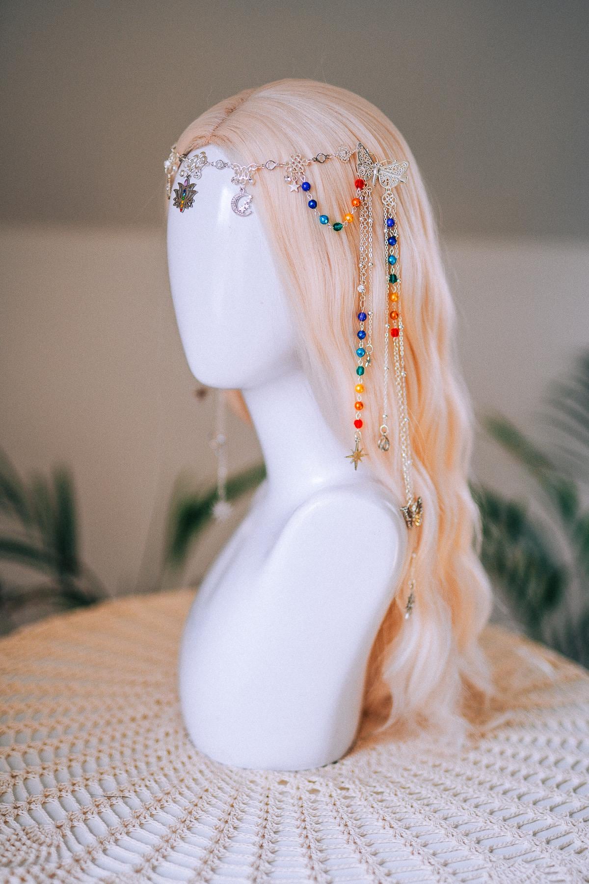 Chakra Rainbow Butterfly Hair Chain Headpiece