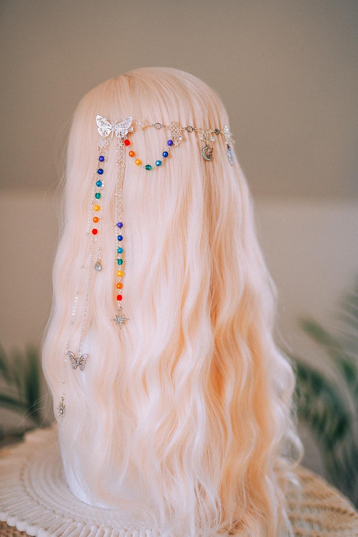 Chakra Rainbow Butterfly Hair Chain Headpiece