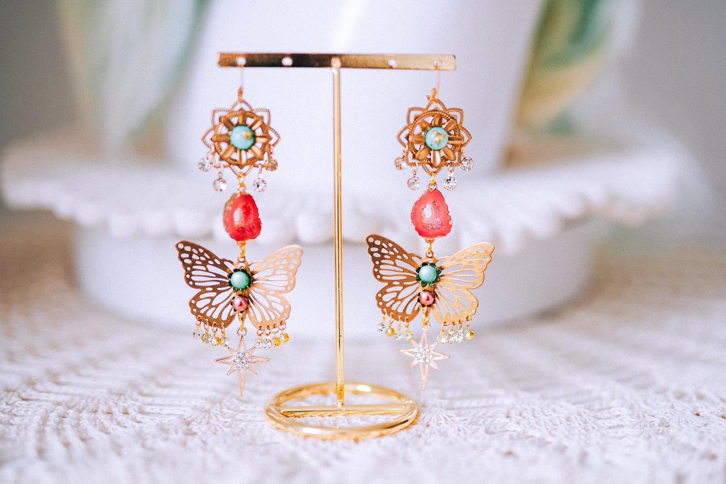 Butterfly Floral Halo Crown Gold Flower Goddess Headpiece Festival Wedding Statement Crown