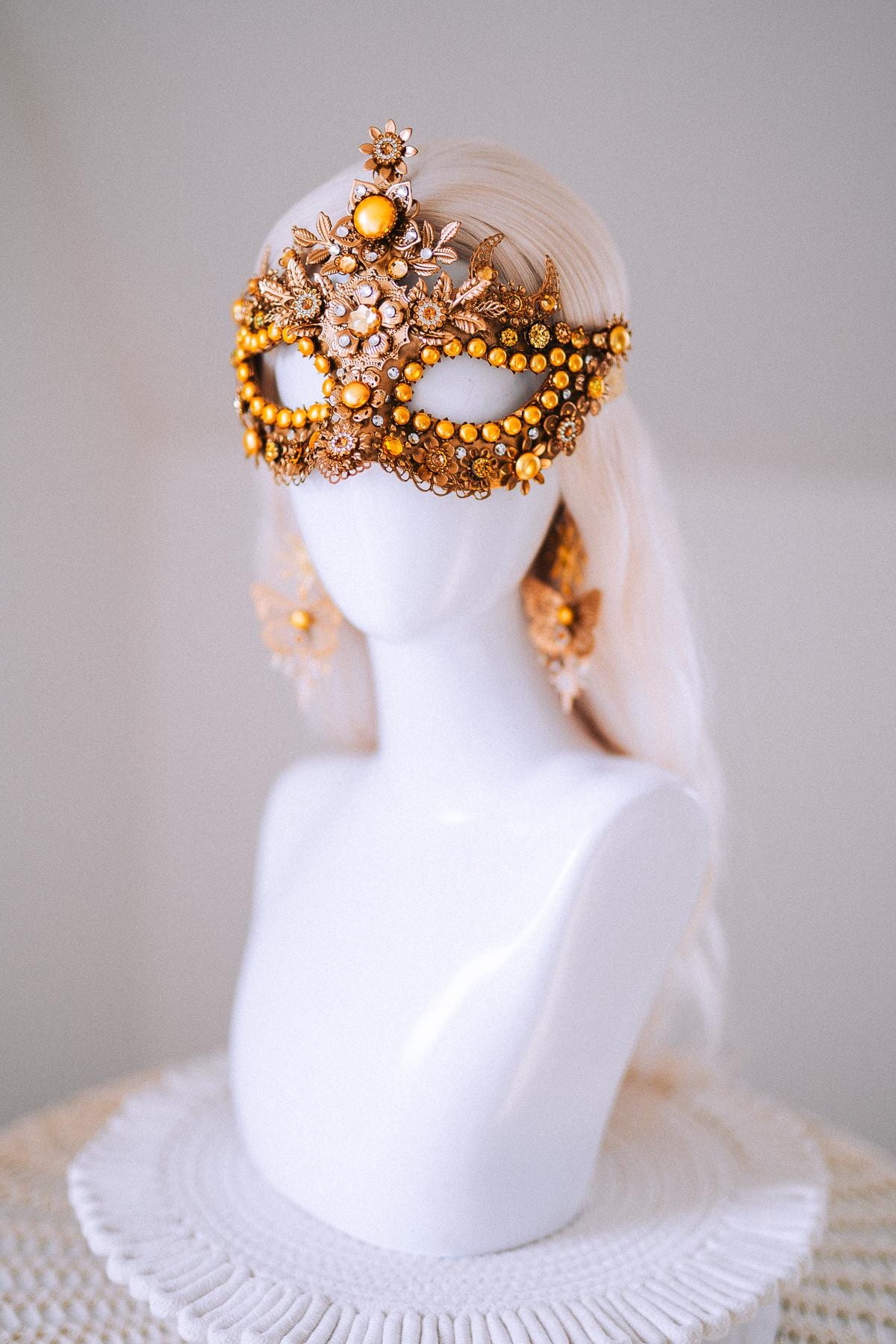 Sun Goddess Halo Crown Gold Floral Sunburst Festival Headpiece