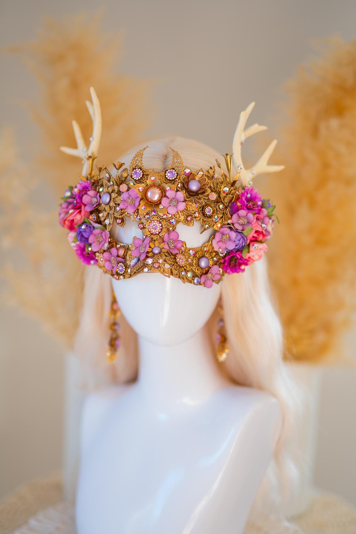 Aurora Blossom Antler Mask