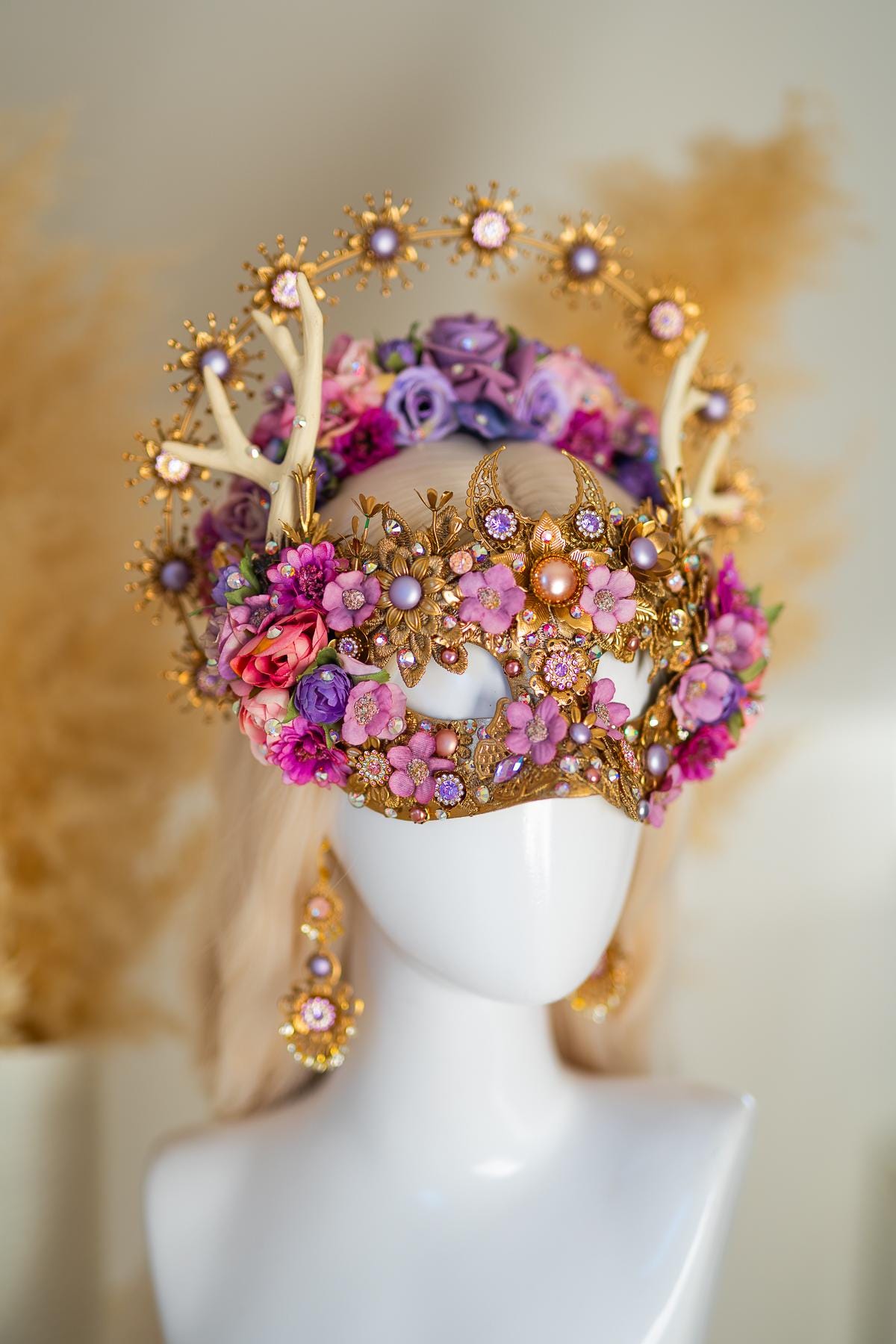 Aurora Blossom Antler Mask