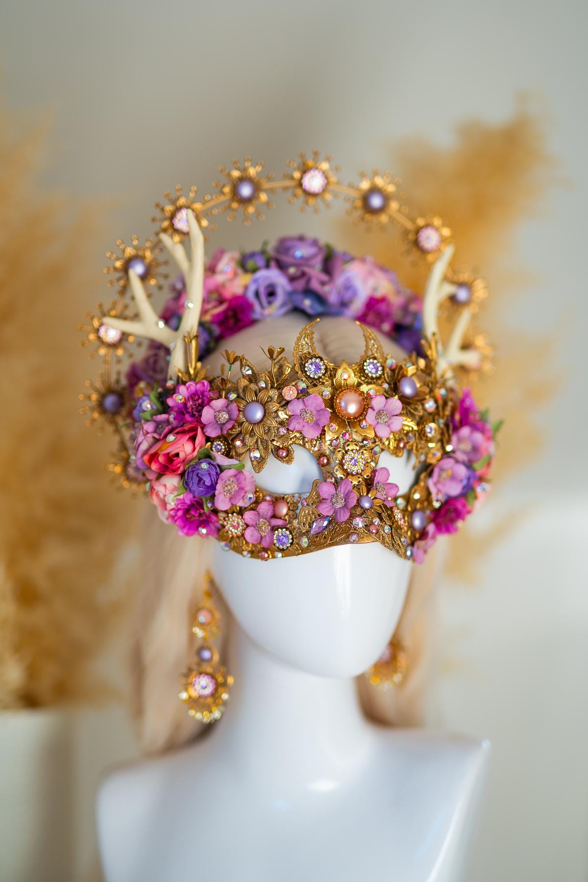 Aurora Blossom Antler Mask