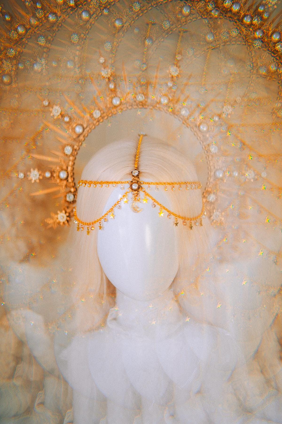 Boho Wedding Halo Crown Gold Sunburst Tiara Celestial Bridal Headpiece