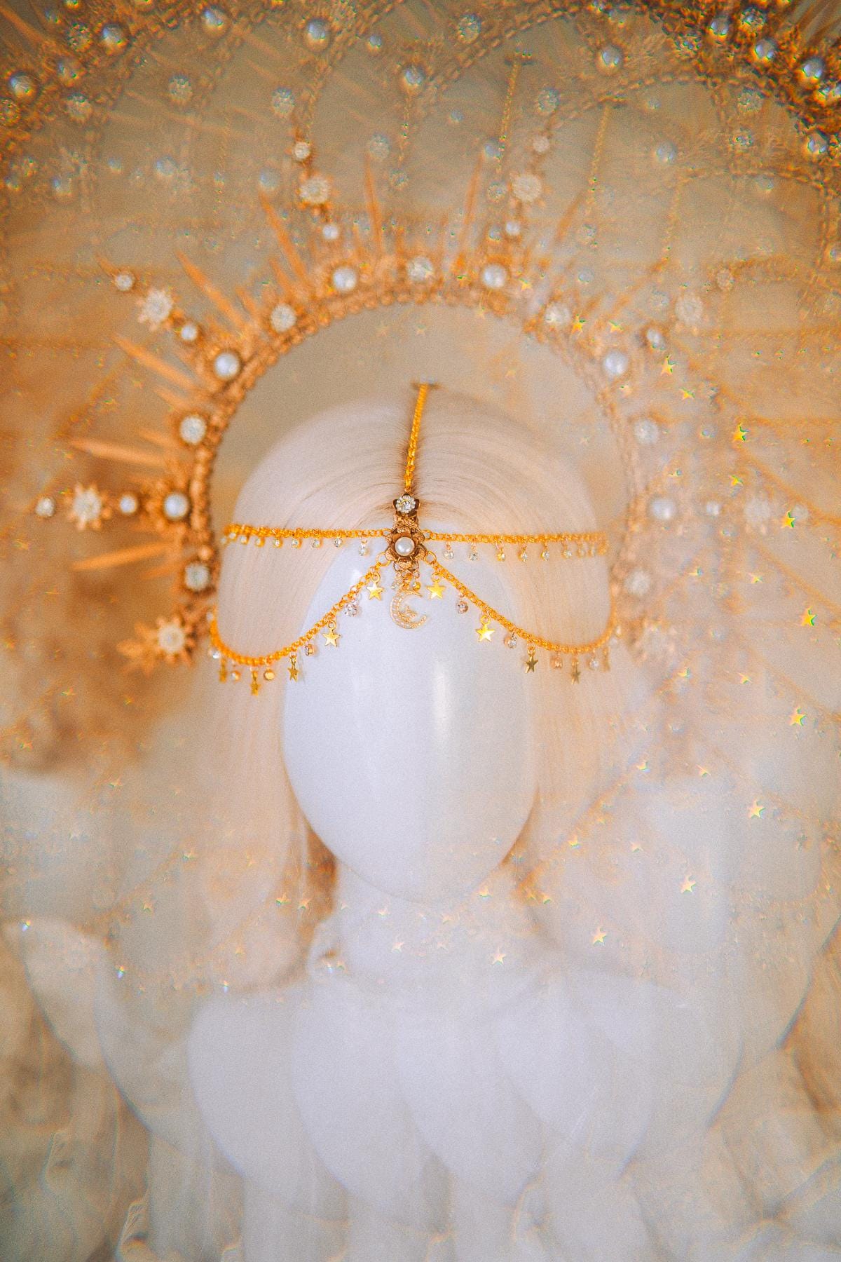 Boho Wedding Halo Crown Gold Sunburst Tiara Celestial Bridal Headpiece
