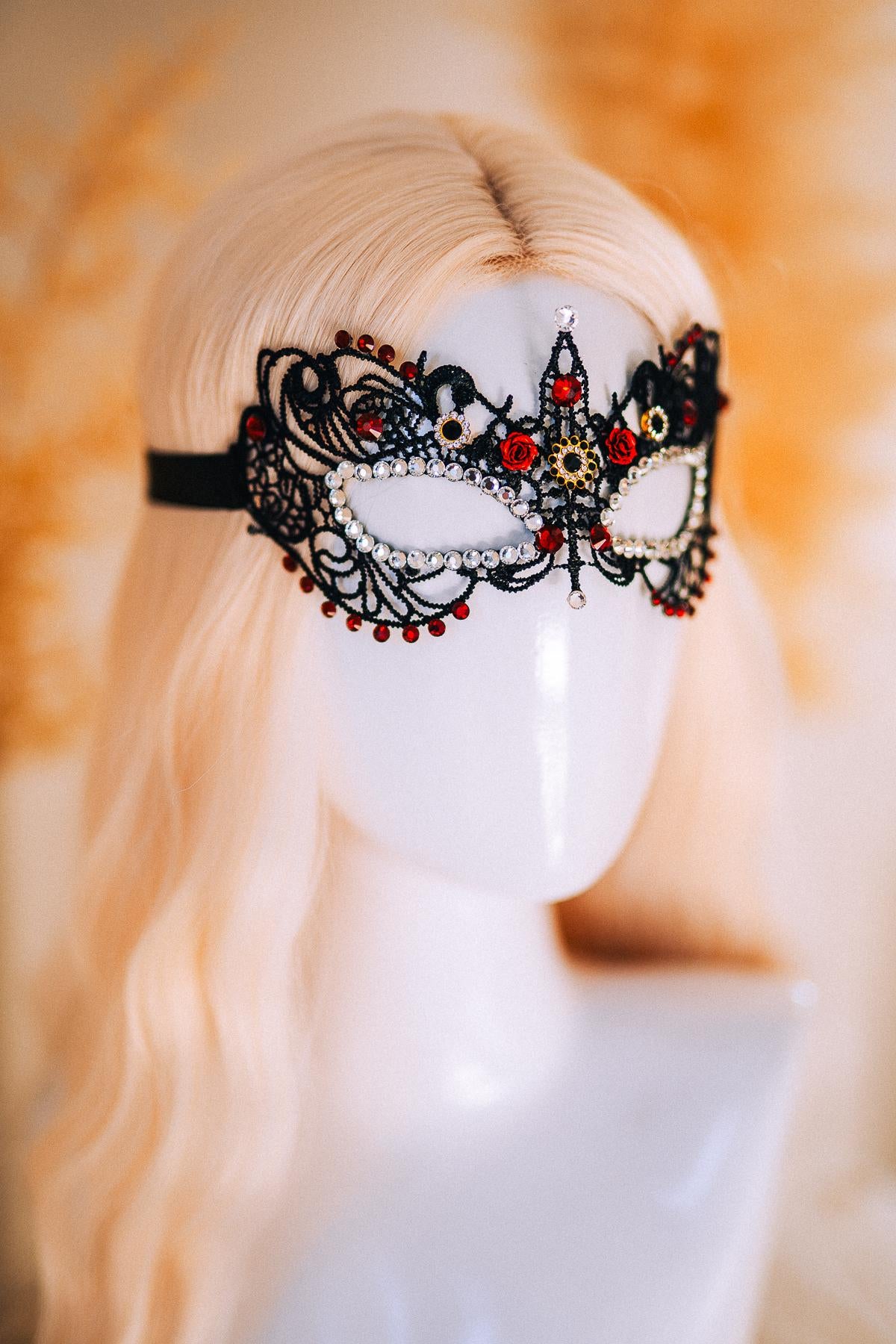Burgundy Gold Masquerade Crown Floral Tiara Fantasy Ball Headpiece