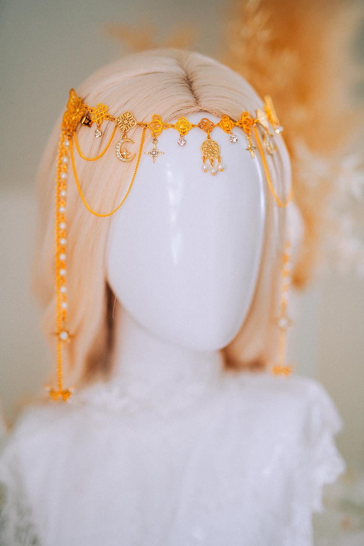 Golden Celestial Halo Crown Goddess Headpiece Wedding Festival Crown