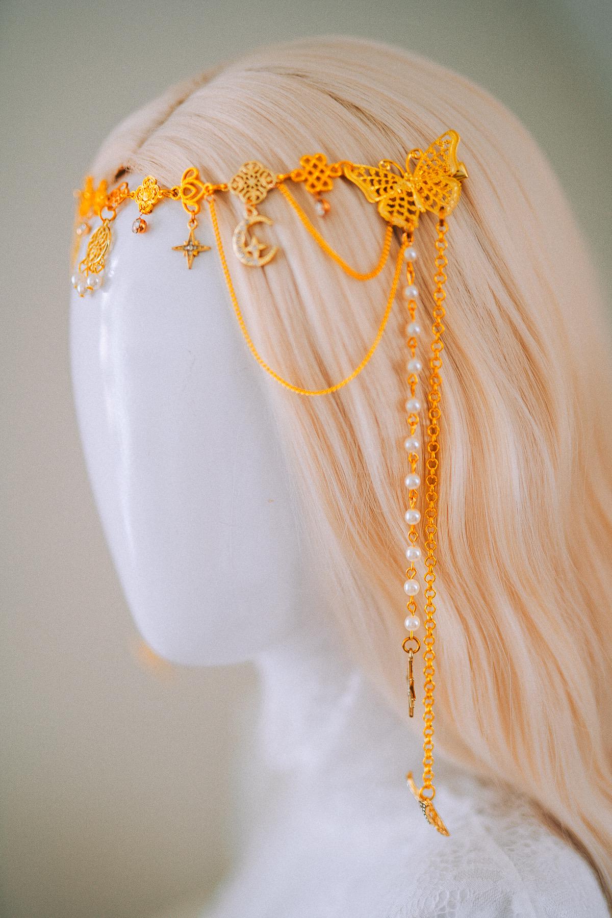 Golden Butterfly Hair Clips Celestial Bridal Hair Accessories Festival Headpiece