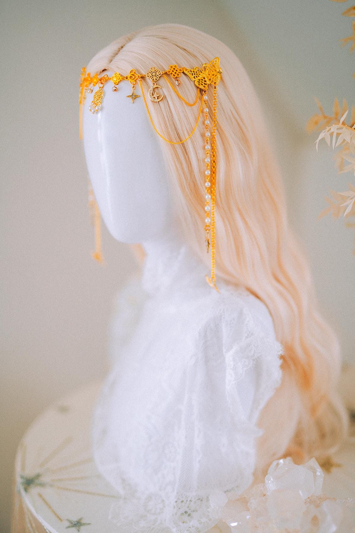 Golden Butterfly Hair Clips Celestial Bridal Hair Accessories Festival Headpiece