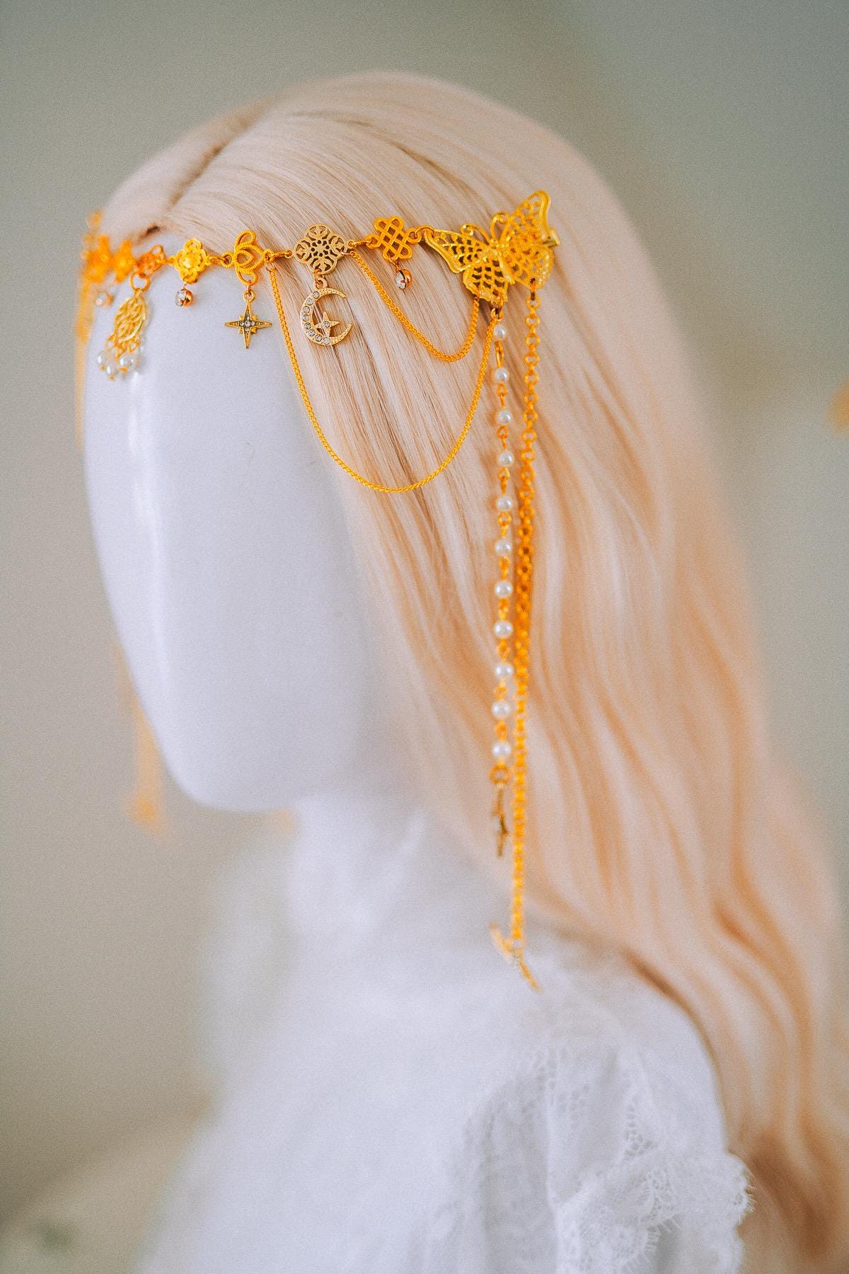 Golden Butterfly Hair Clips Celestial Bridal Hair Accessories Festival Headpiece