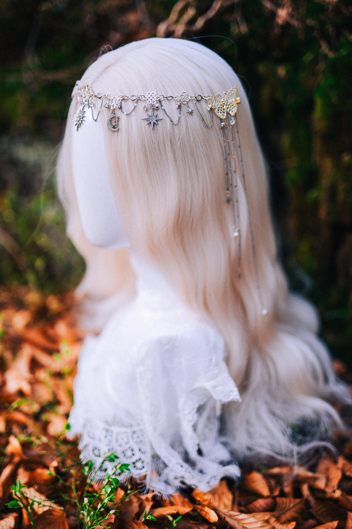 Silver Celestial Head Chain Moon Crown Elf Headpiece Festival Hair Jewelry Bridal Goddess Crown