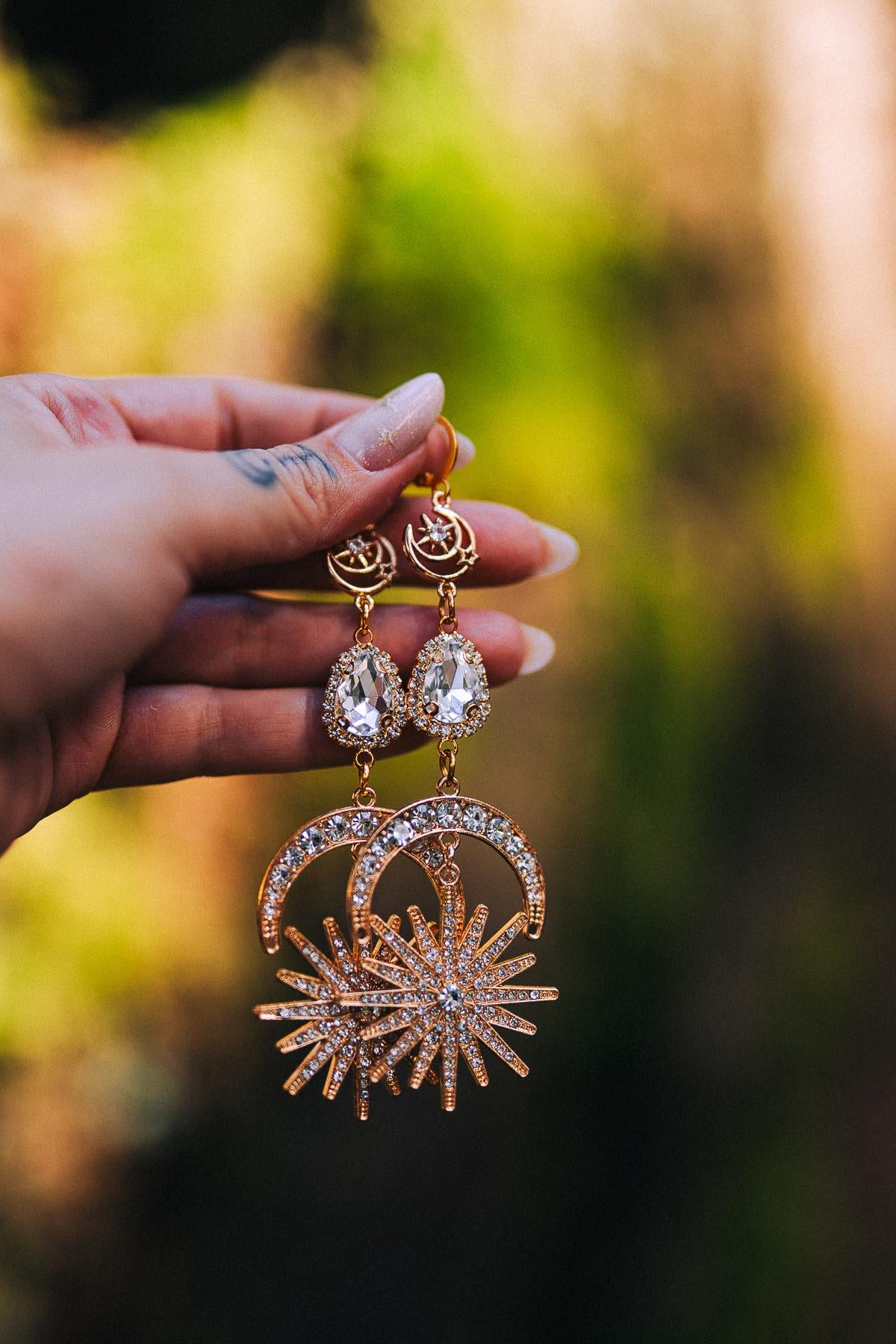 Gold Goddess Necklace Festival Jewelry Celestial Statement Piece Boho Wedding Accessory
