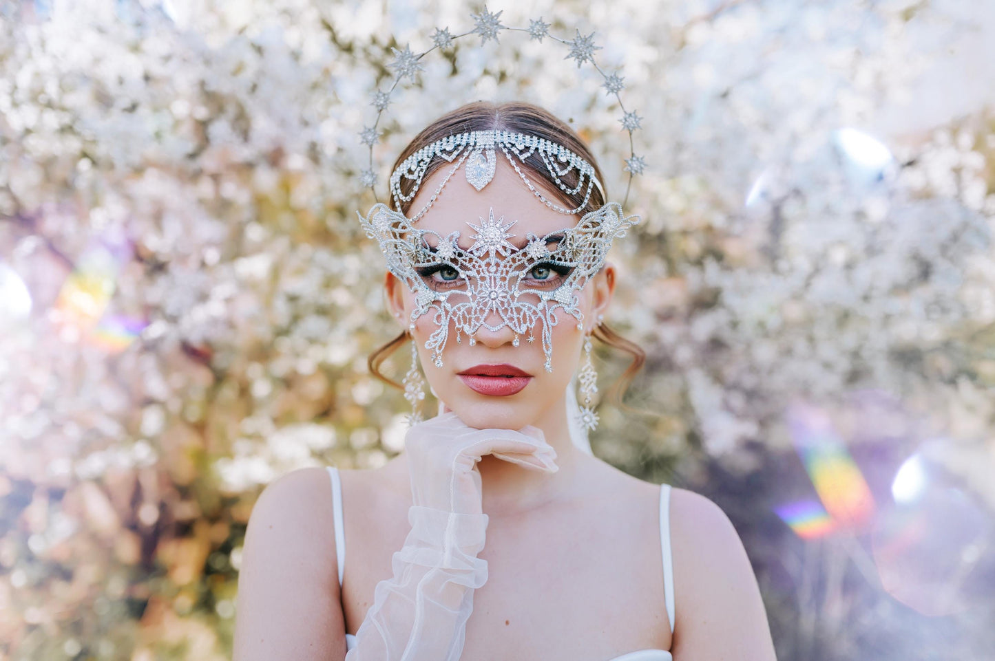 Celestial Star Drop Earrings: Silver Crystal Bridal Jewelry