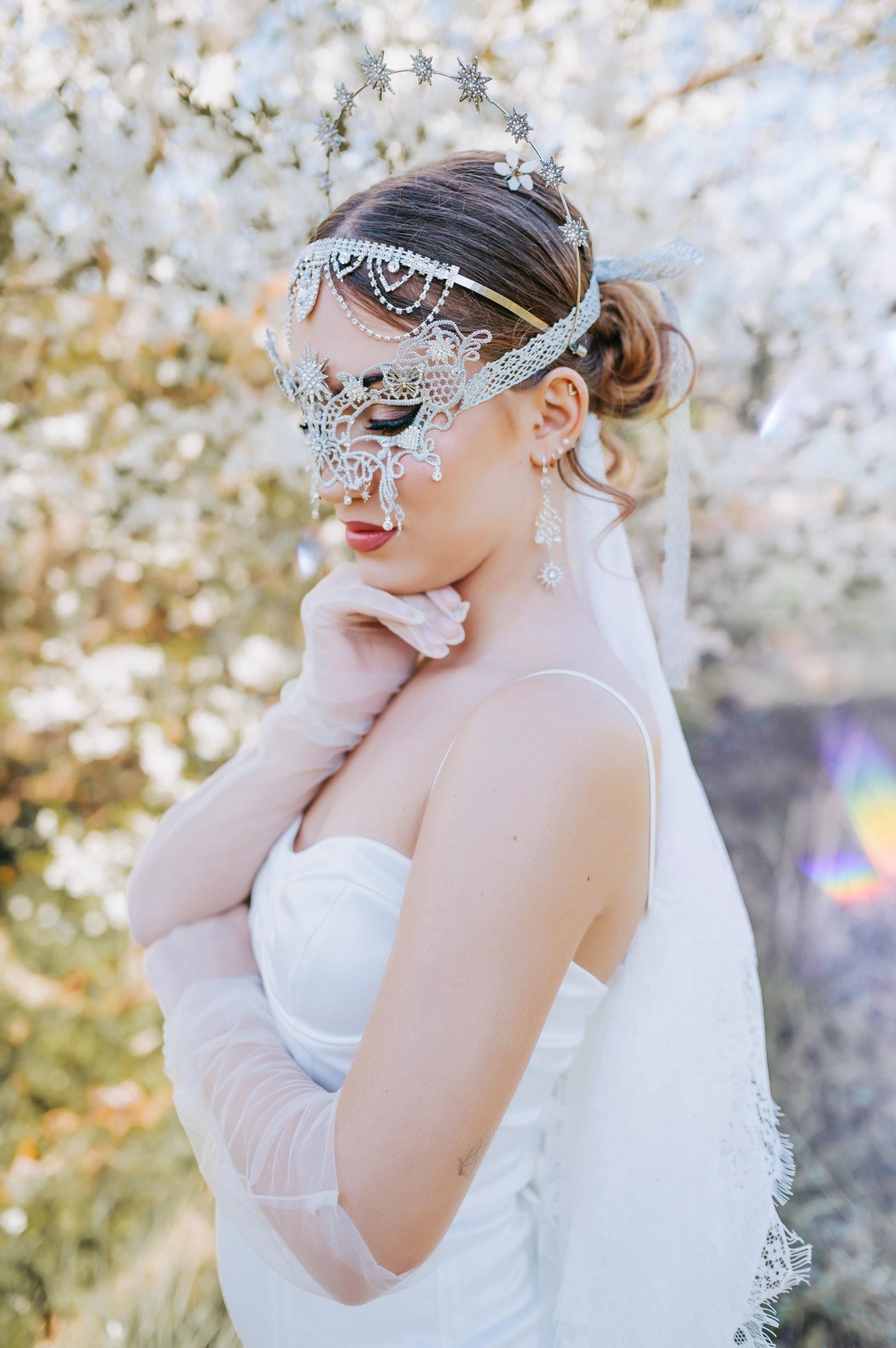 Celestial Star Drop Earrings: Silver Crystal Bridal Jewelry