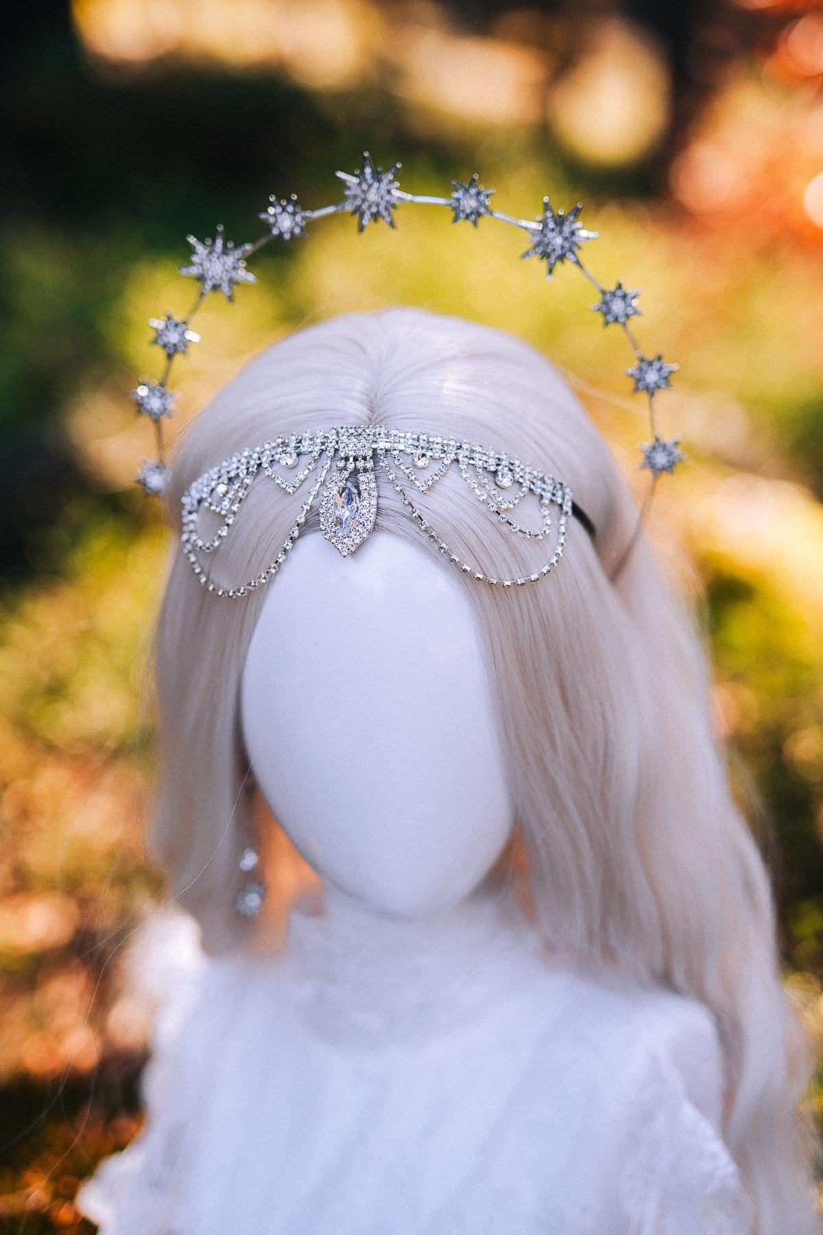 Celestial Star Drop Earrings: Silver Crystal Bridal Jewelry