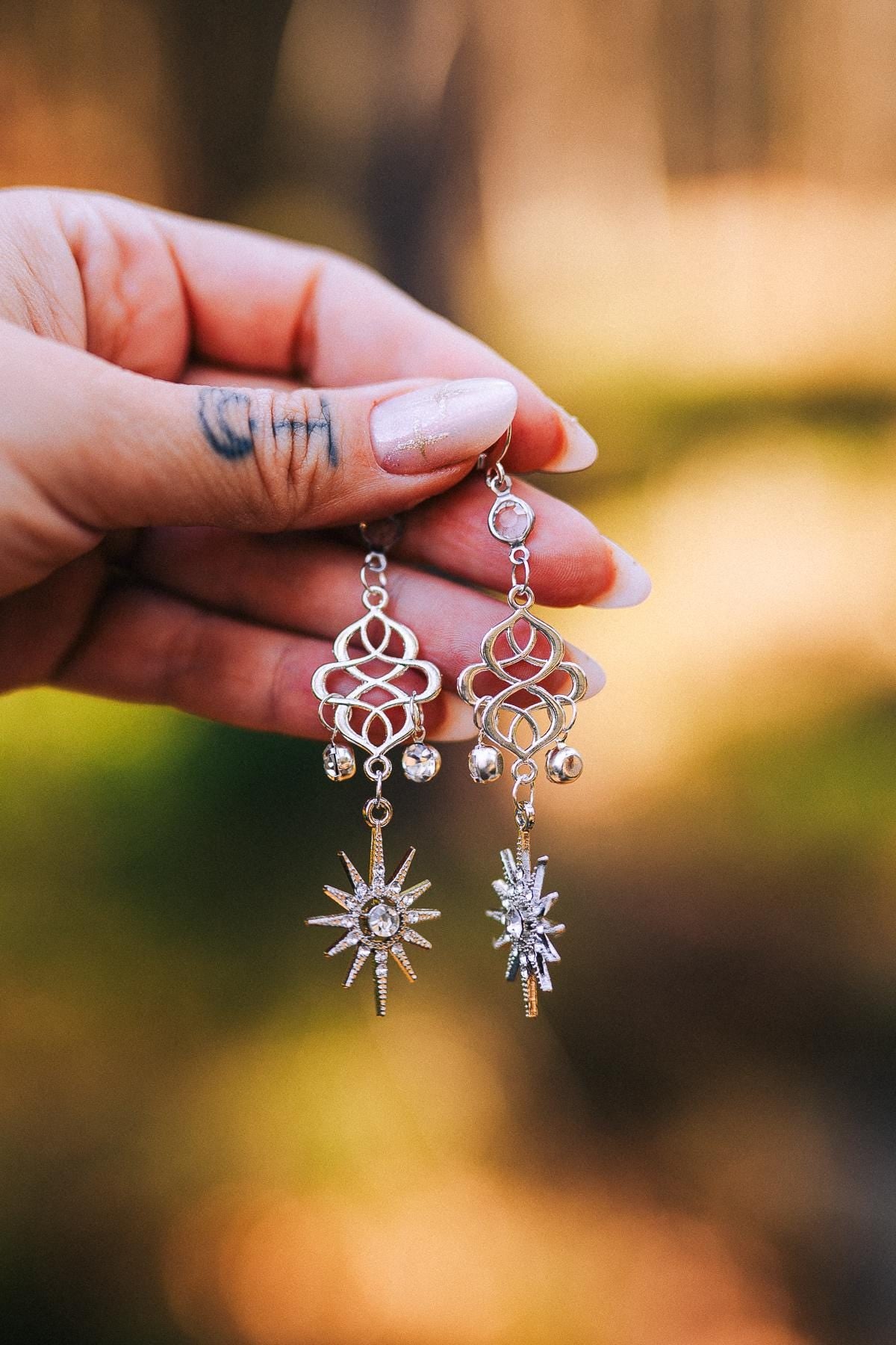 Celestial Star Drop Earrings: Silver Crystal Bridal Jewelry