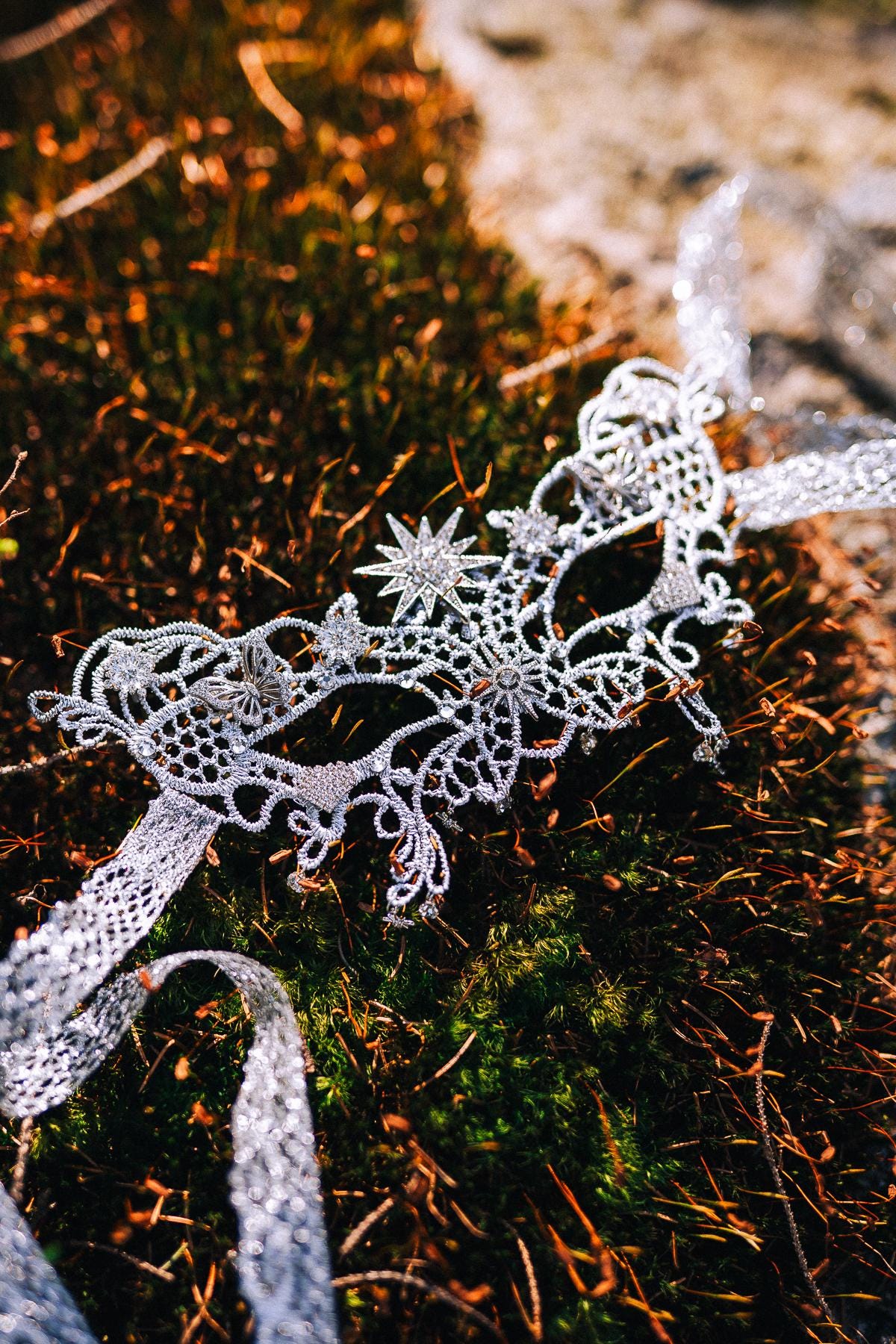 Silver Celestial Halo Crown Star Bridal Headpiece Crystal Wedding Crown
