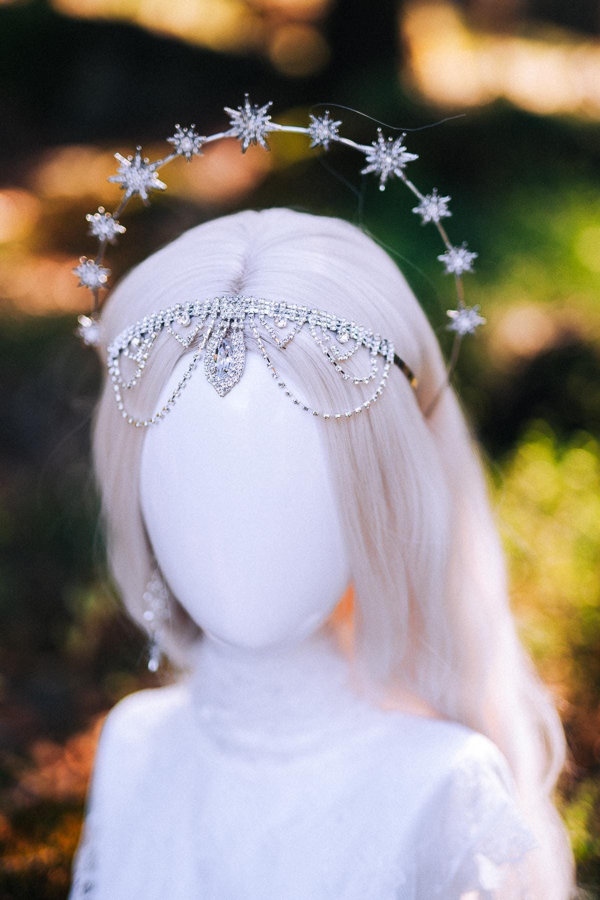 Celestial Star Drop Earrings: Silver Crystal Bridal Jewelry