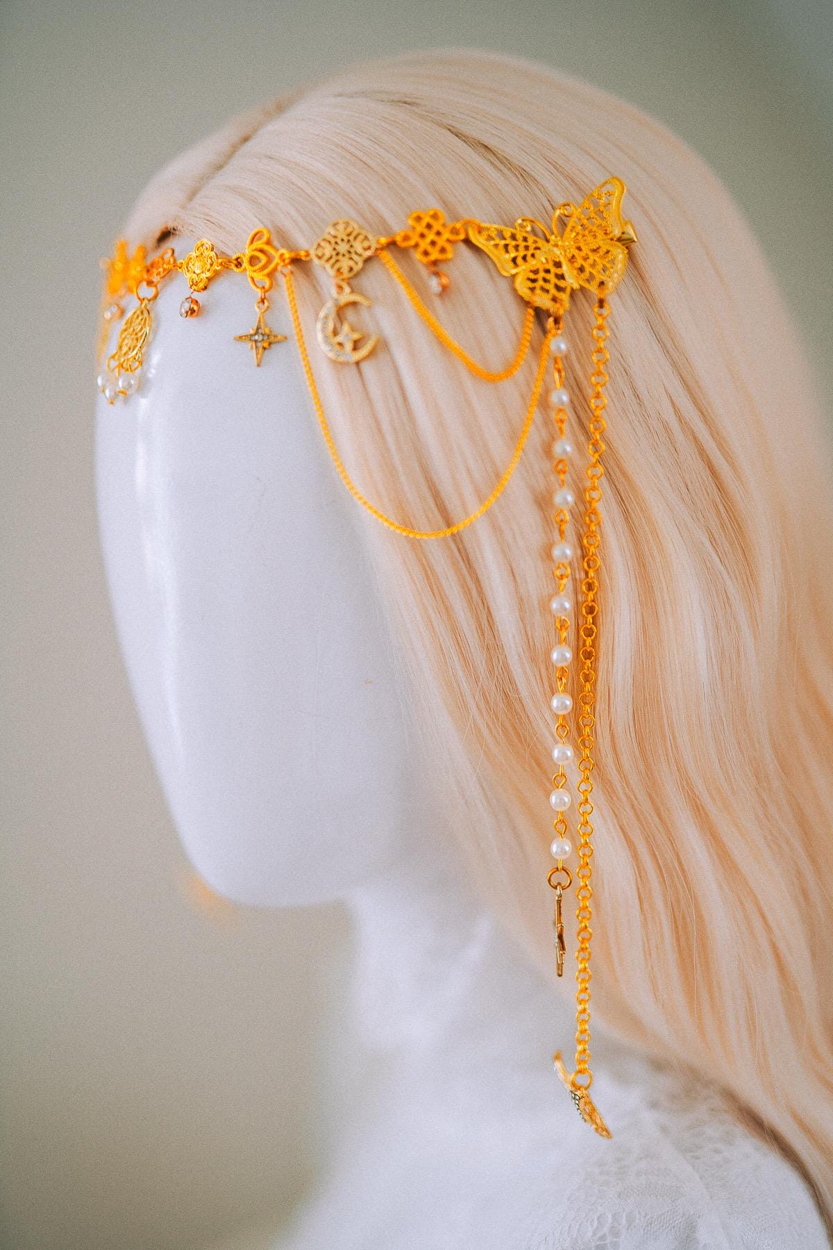 Golden Celestial Halo Crown Goddess Headpiece Wedding Festival Crown