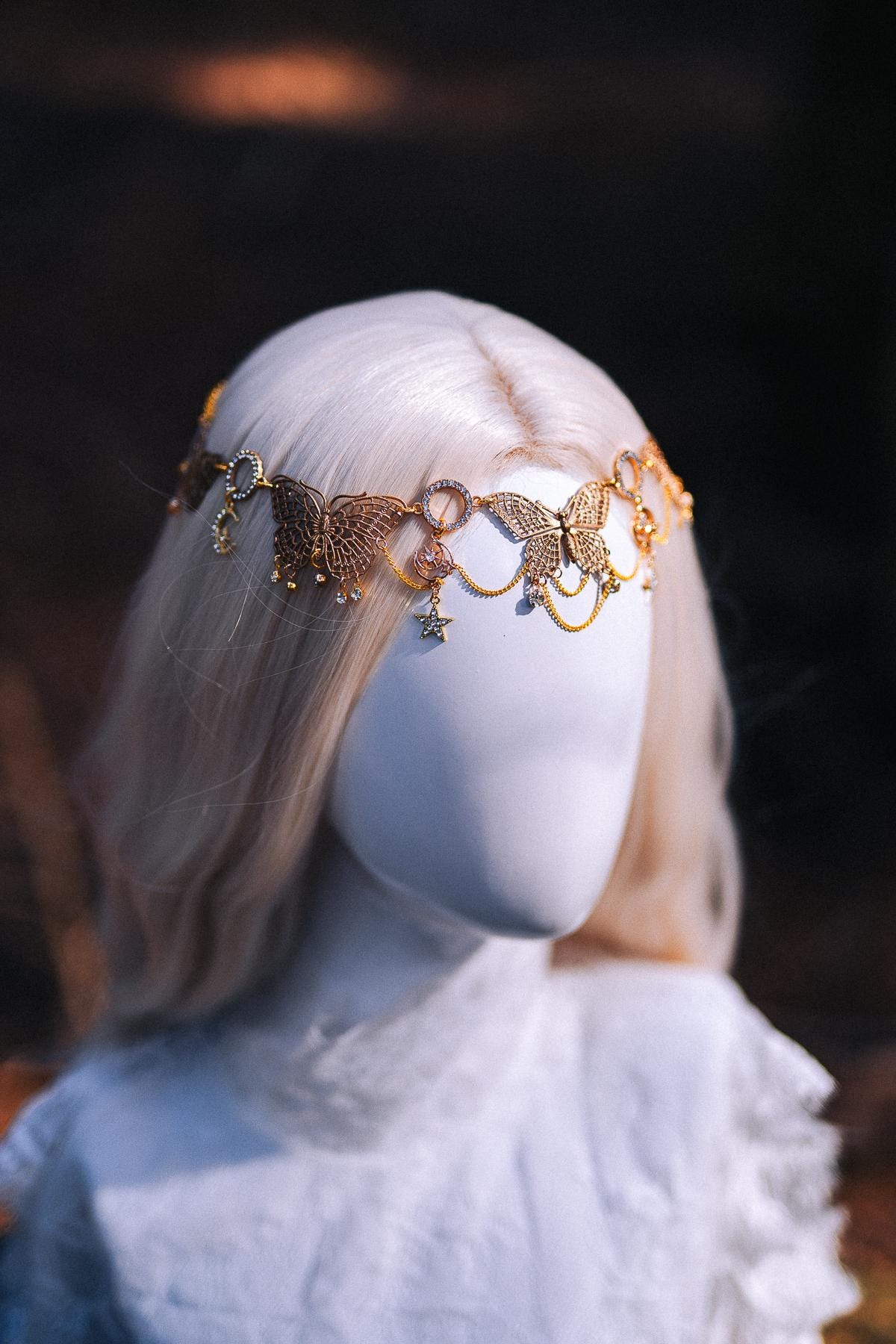 Gold Elf Ear Cuffs Celestial Ear Jewelry Moon Star Chain Festival Goddess Jewelry Set