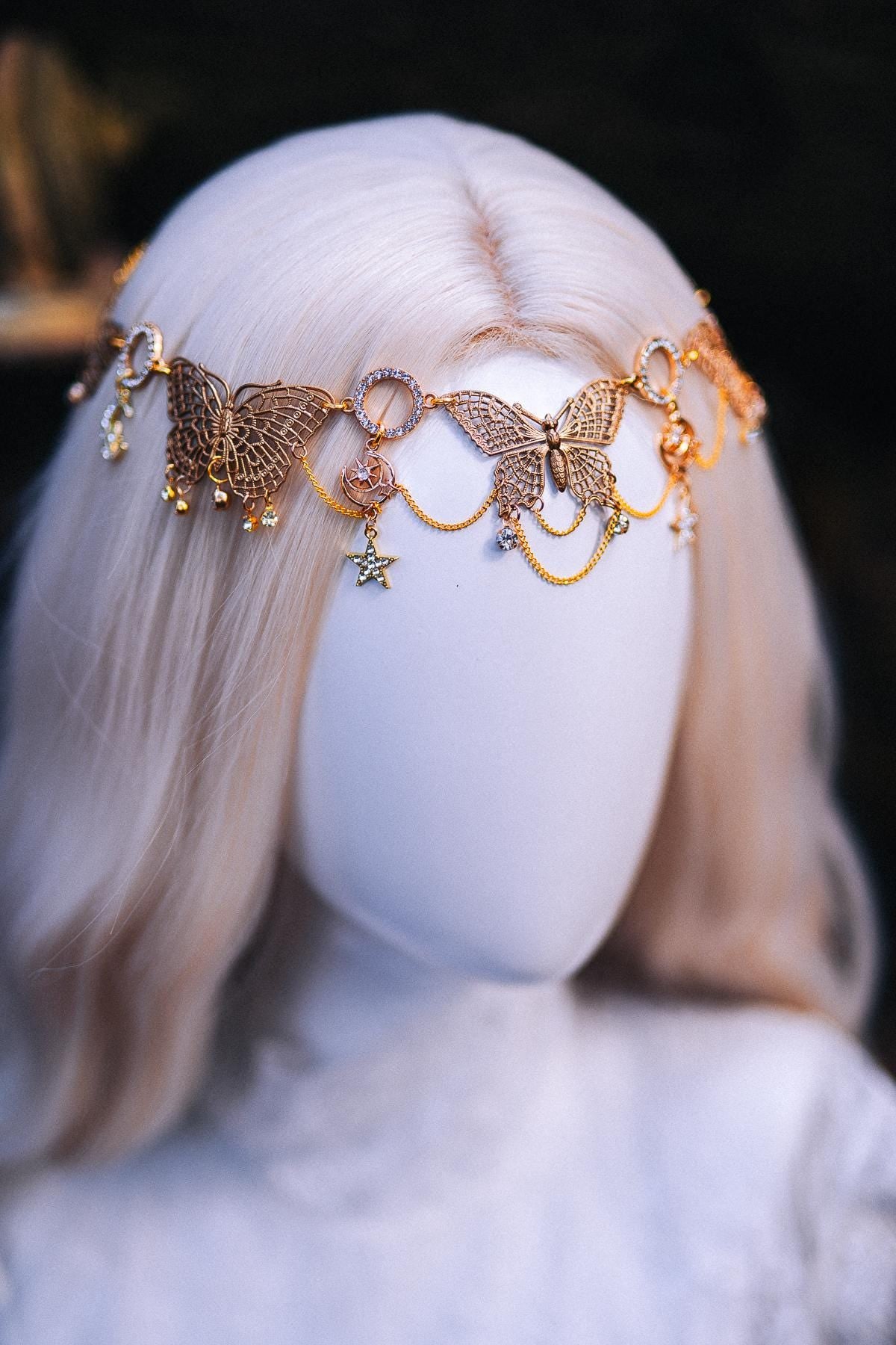 Gold Elf Ear Cuffs Celestial Ear Jewelry Moon Star Chain Festival Goddess Jewelry Set