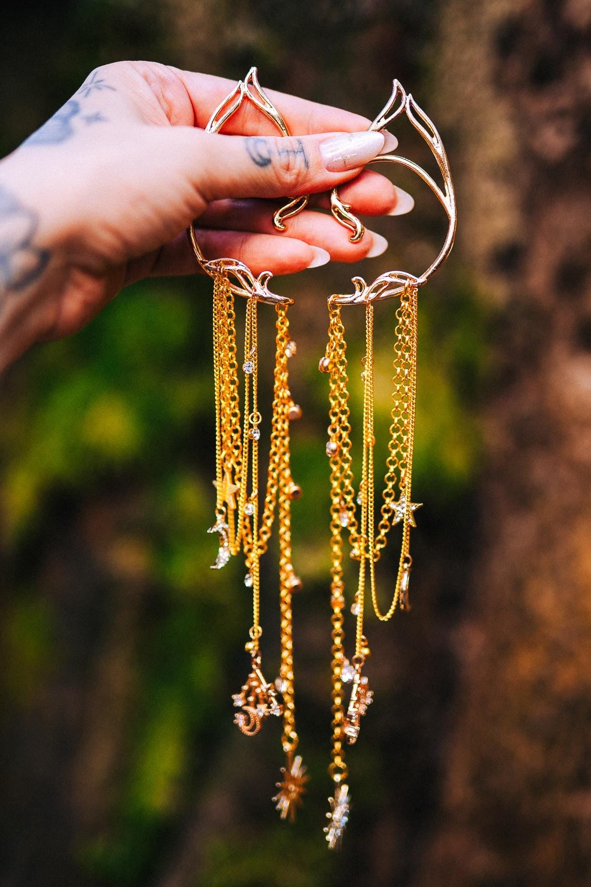 Golden Celestial Body Chain Harness – Boho Festival Goddess Outfit