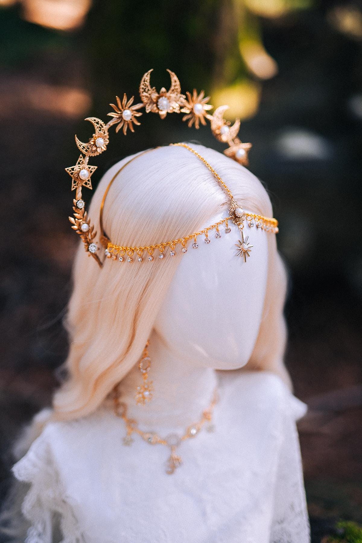 Gold Celestial Earrings: Star, Moon, Bridal, Boho Wedding Jewelry