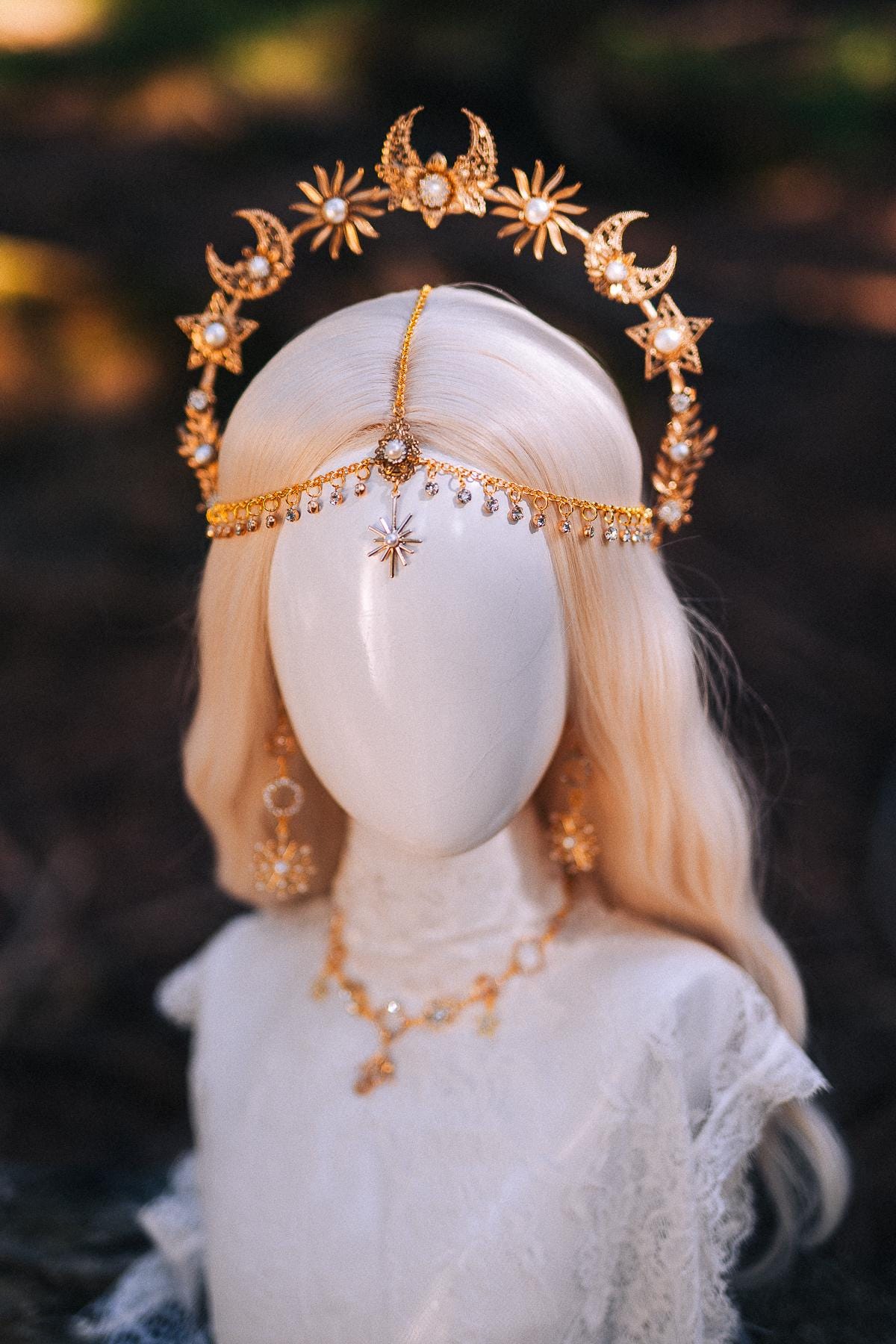 Gold Celestial Earrings: Star, Moon, Bridal, Boho Wedding Jewelry