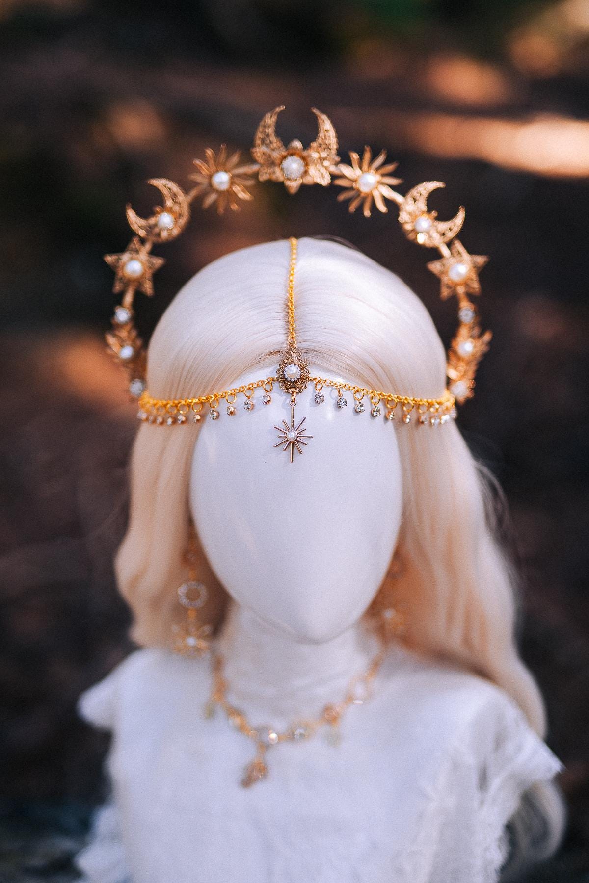 Gold Celestial Earrings: Star, Moon, Bridal, Boho Wedding Jewelry