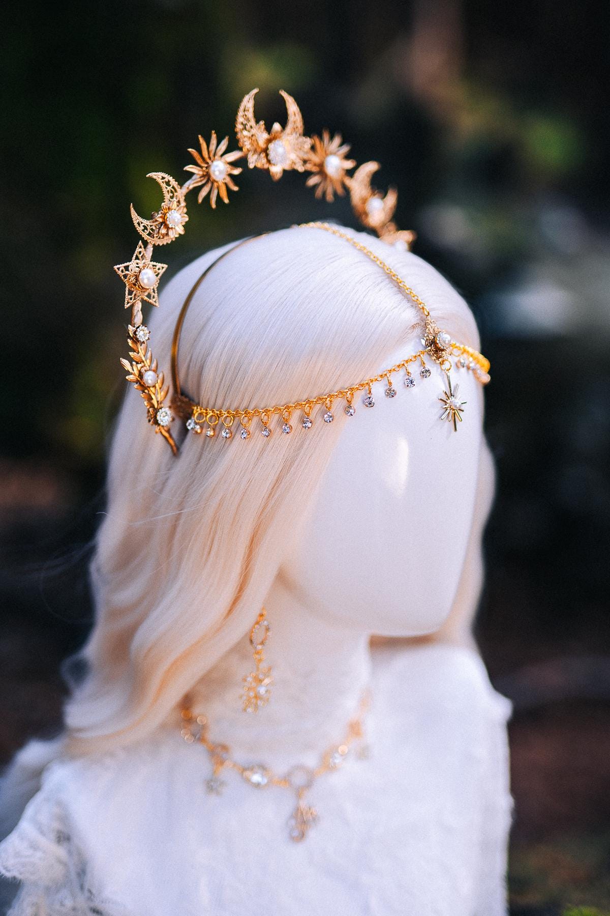Gold Celestial Earrings: Star, Moon, Bridal, Boho Wedding Jewelry