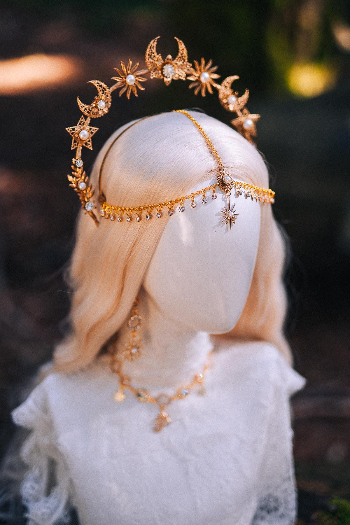 Gold Celestial Earrings: Star, Moon, Bridal, Boho Wedding Jewelry