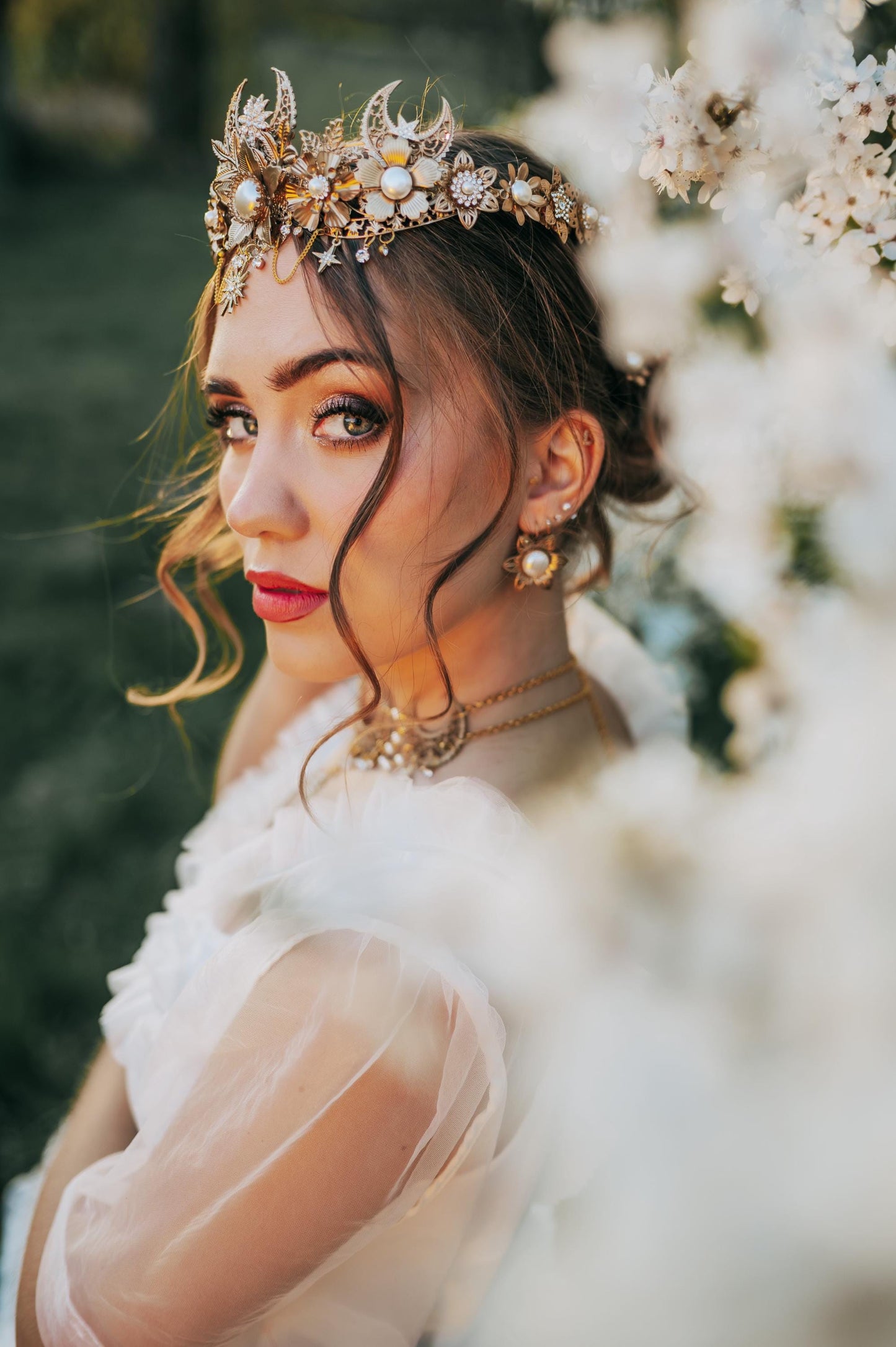 Golden Butterfly Earrings Bridal Drop Earrings Celestial Wedding Jewelry