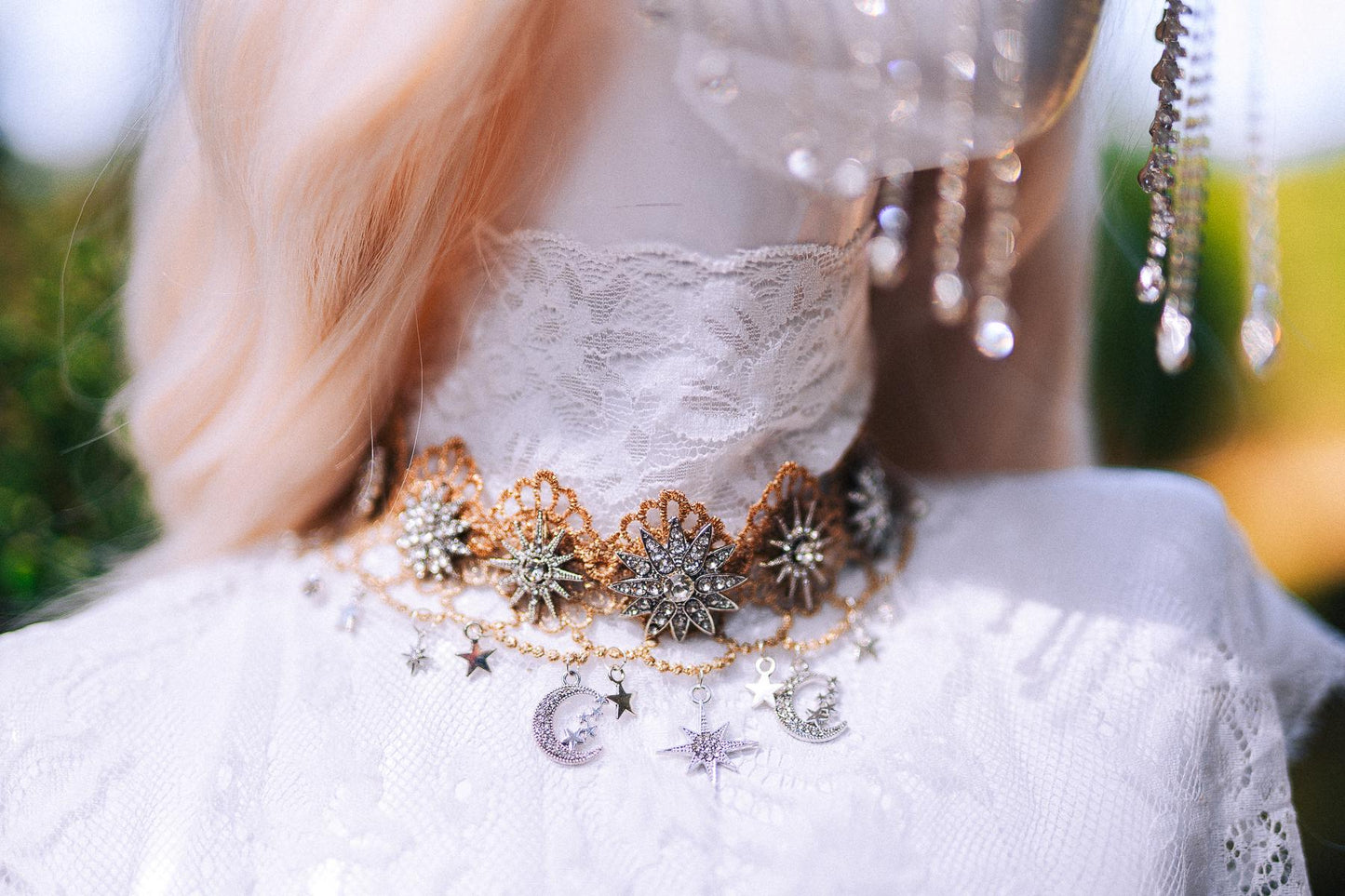 Celestial Crystal Masquerade Mask Bridal Silver Rhinestone Mask Wedding Mask Star Moon Mask