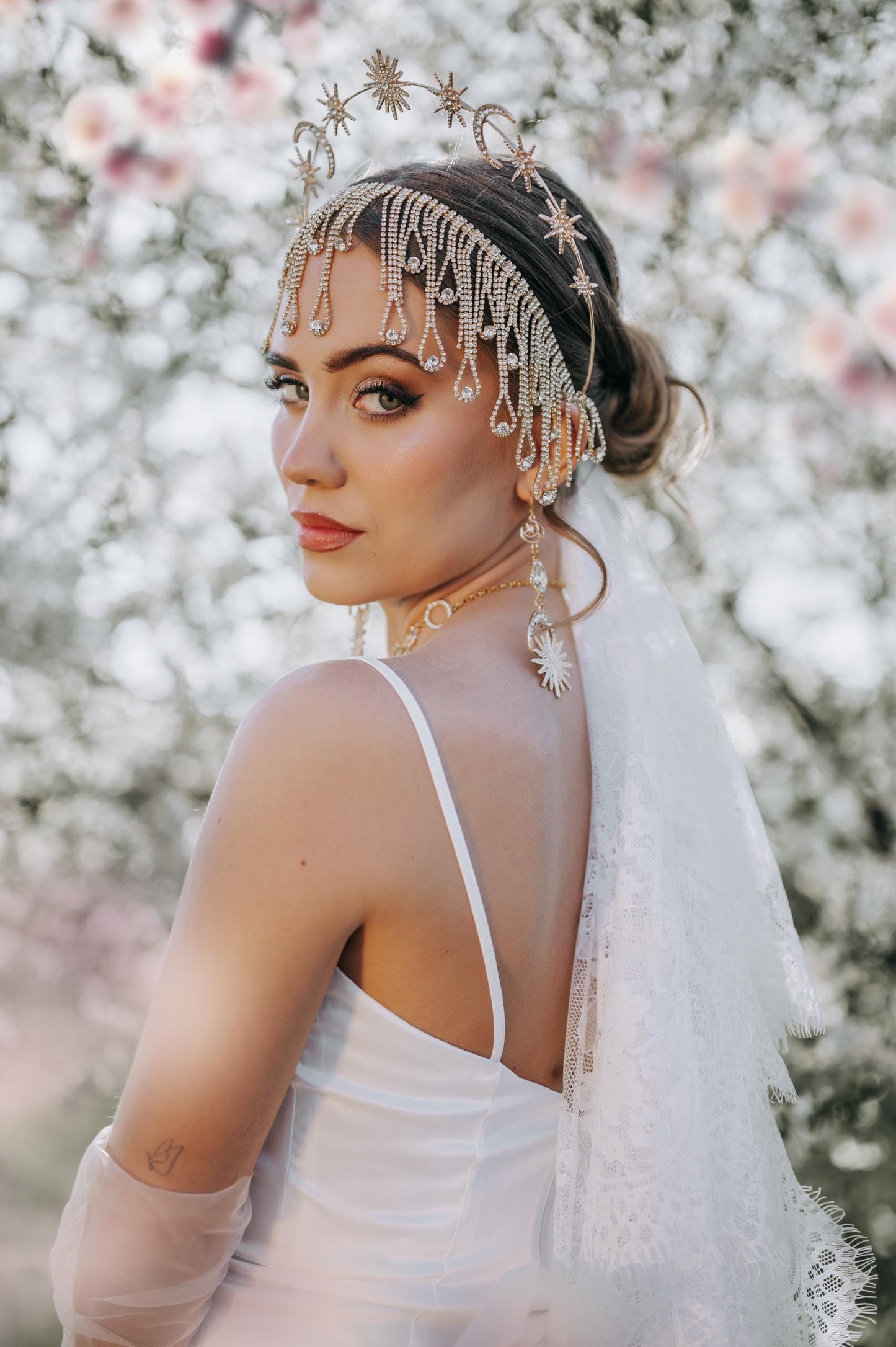 Gold Halo Crown Festival Headpiece Goddess Crown Boho Bridal Headpiece Celestial Crown