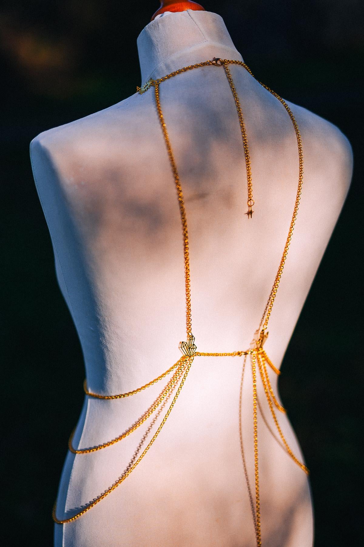 Celestial Goddess Body Harness Gold Festival Jewelry Moon Snake Mystical Body Chain
