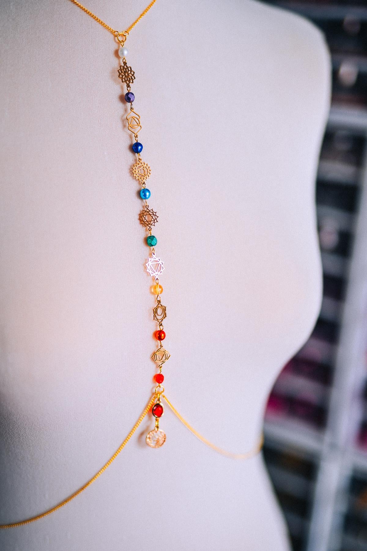 Celestial Goddess Body Chain Harness Gold Festival Jewelry Sun Moon Crystal Harness