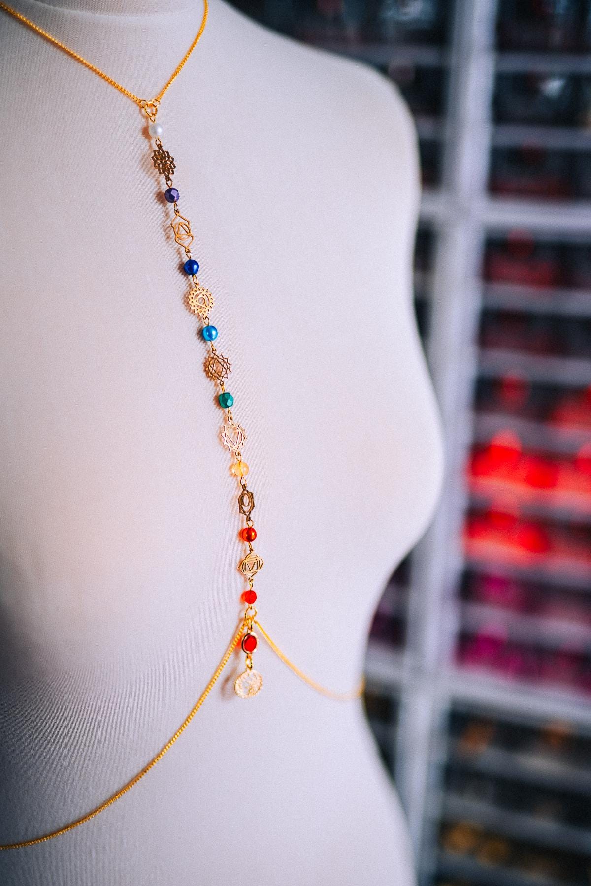 Celestial Goddess Body Chain Harness Gold Festival Jewelry Sun Moon Crystal Harness