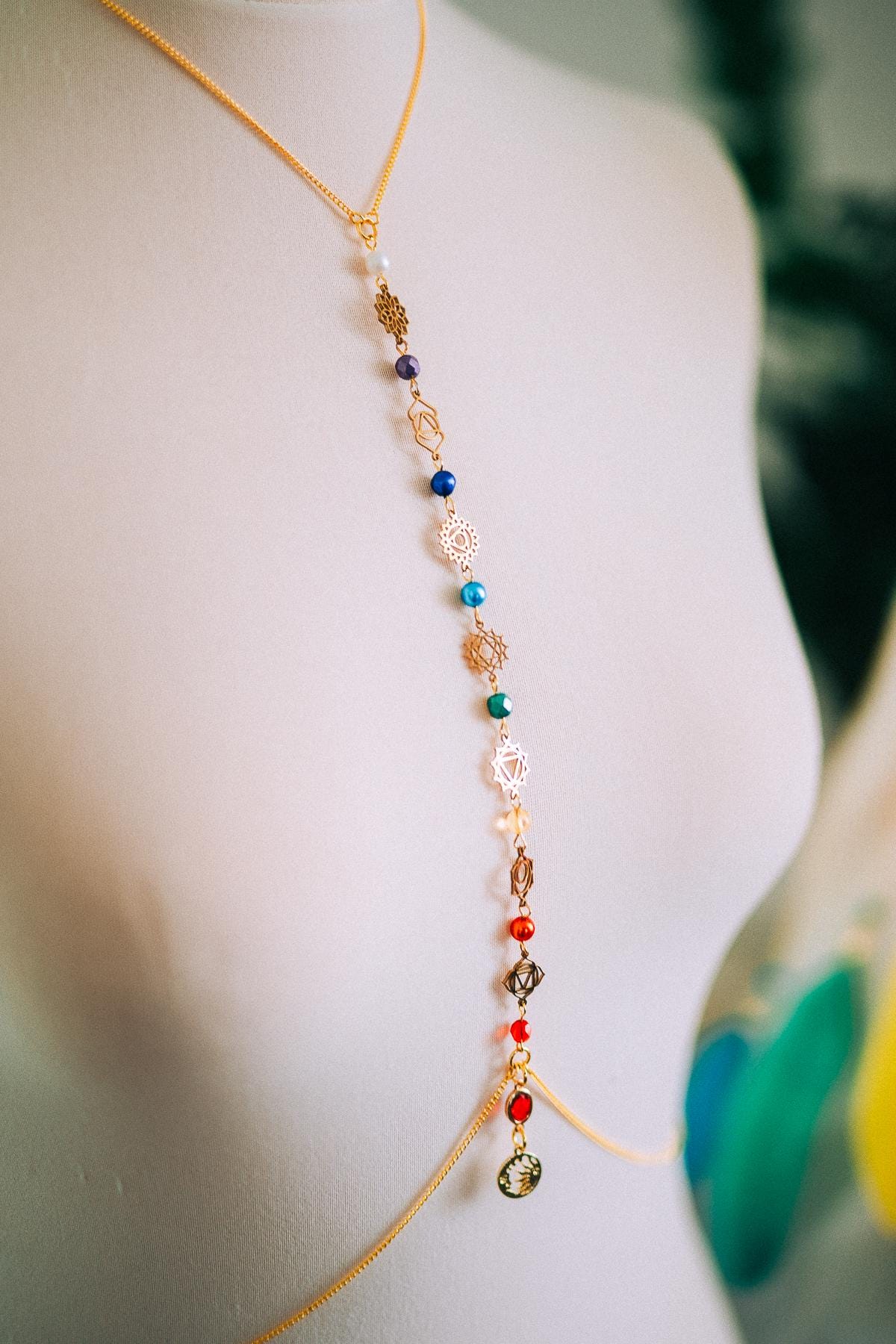 Celestial Goddess Body Chain Harness Gold Festival Jewelry Sun Moon Crystal Harness