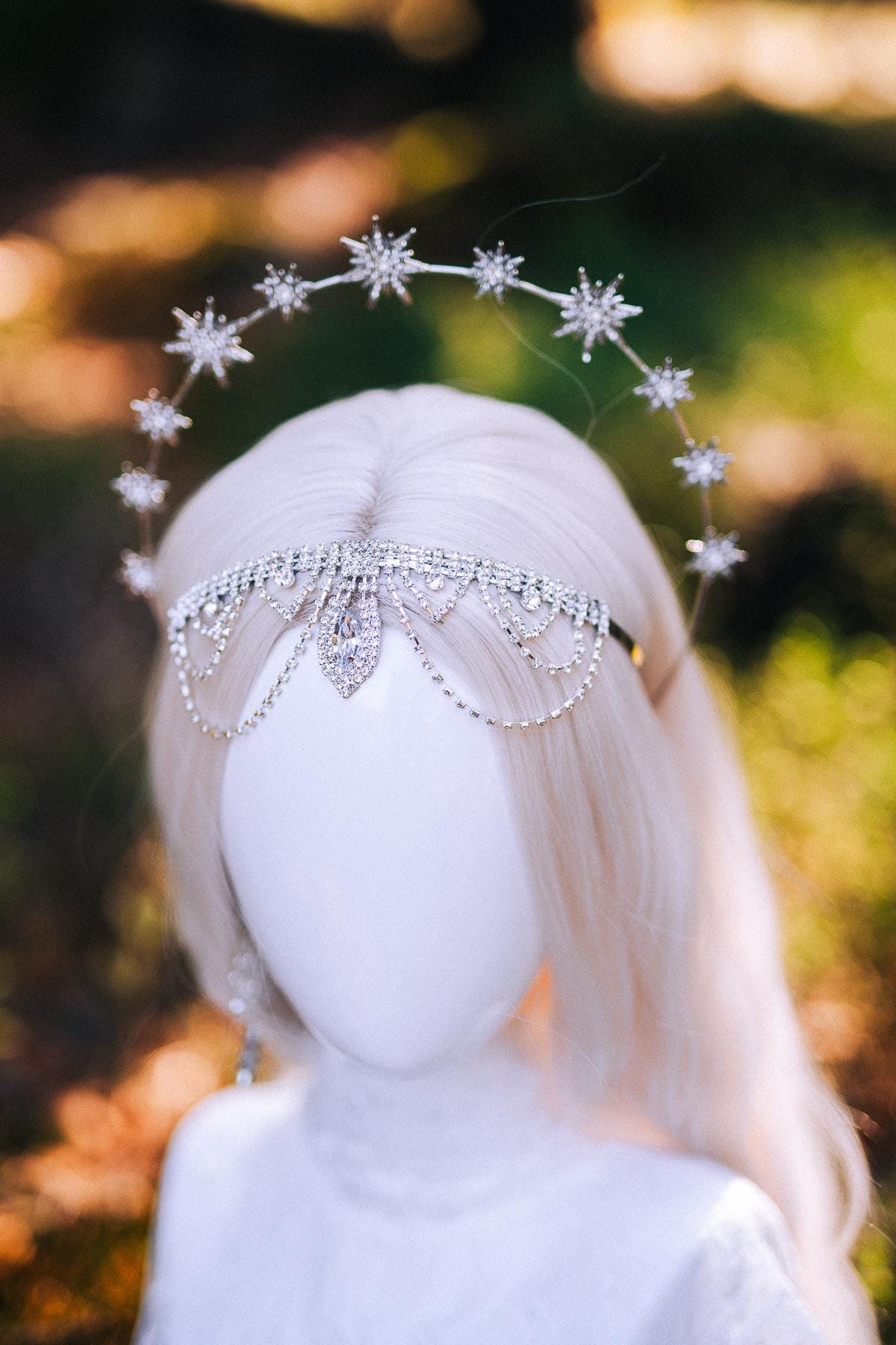 Celestial Star Drop Earrings: Silver Crystal Bridal Jewelry
